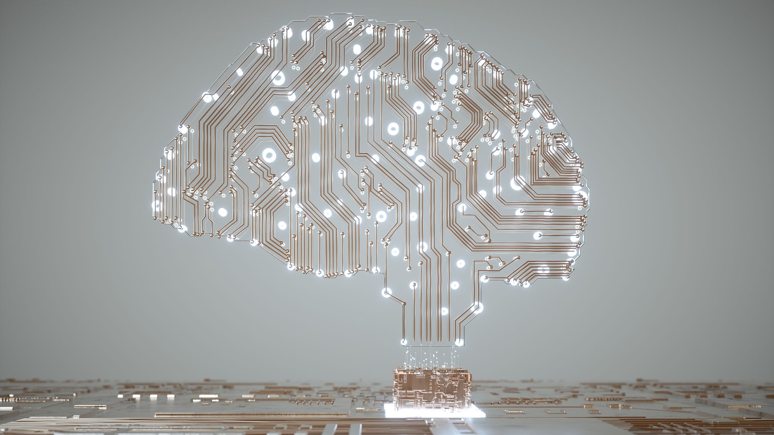 A large circuit board shaped like a brain represents how ETFs, like Invesco QQQ ETF, can potentially benefit core equity portfolios