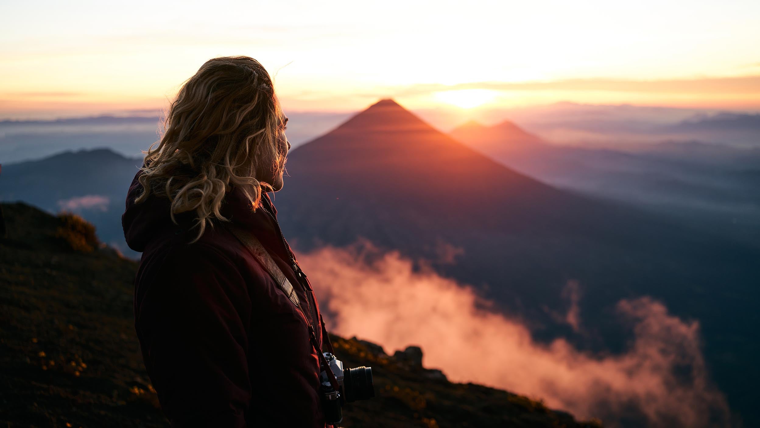 A woman looking at mountain