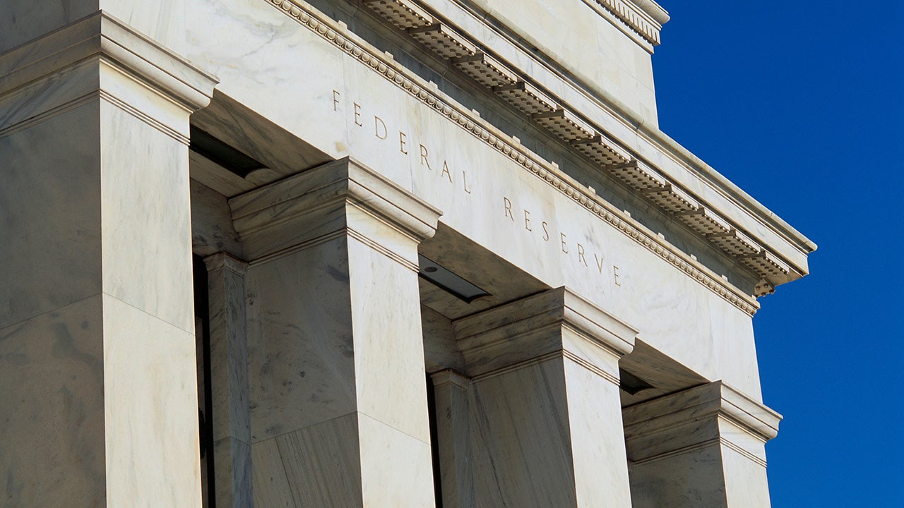 Close-up shot of the Federal Reserve building