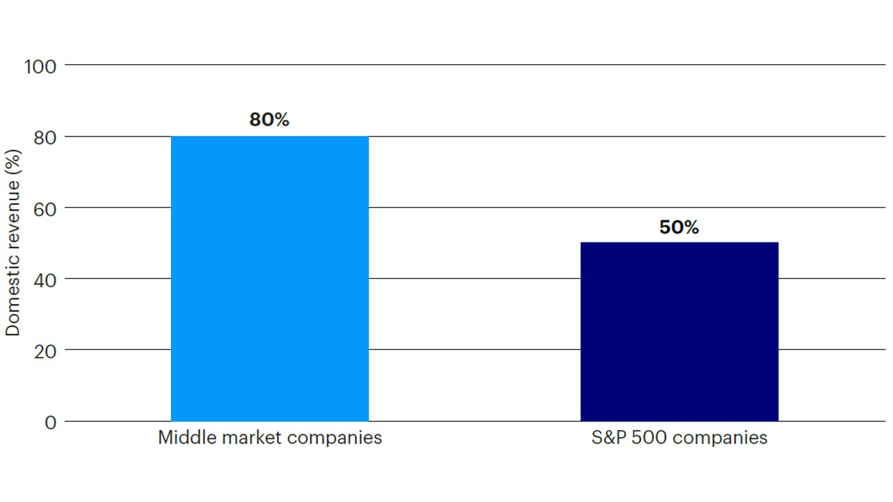 US middle market — higher concentration of domestic revenues