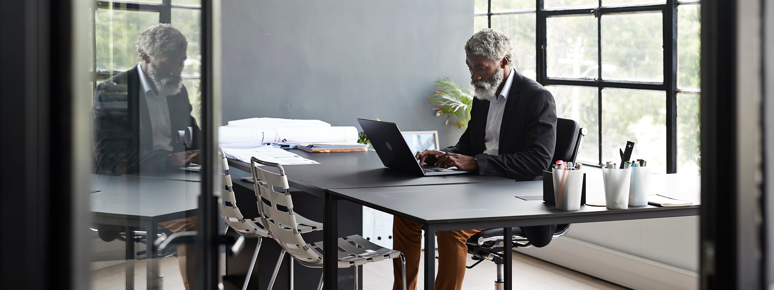 Man working on a laptop