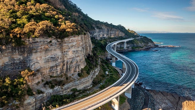 Highway along the coast on a sunny day