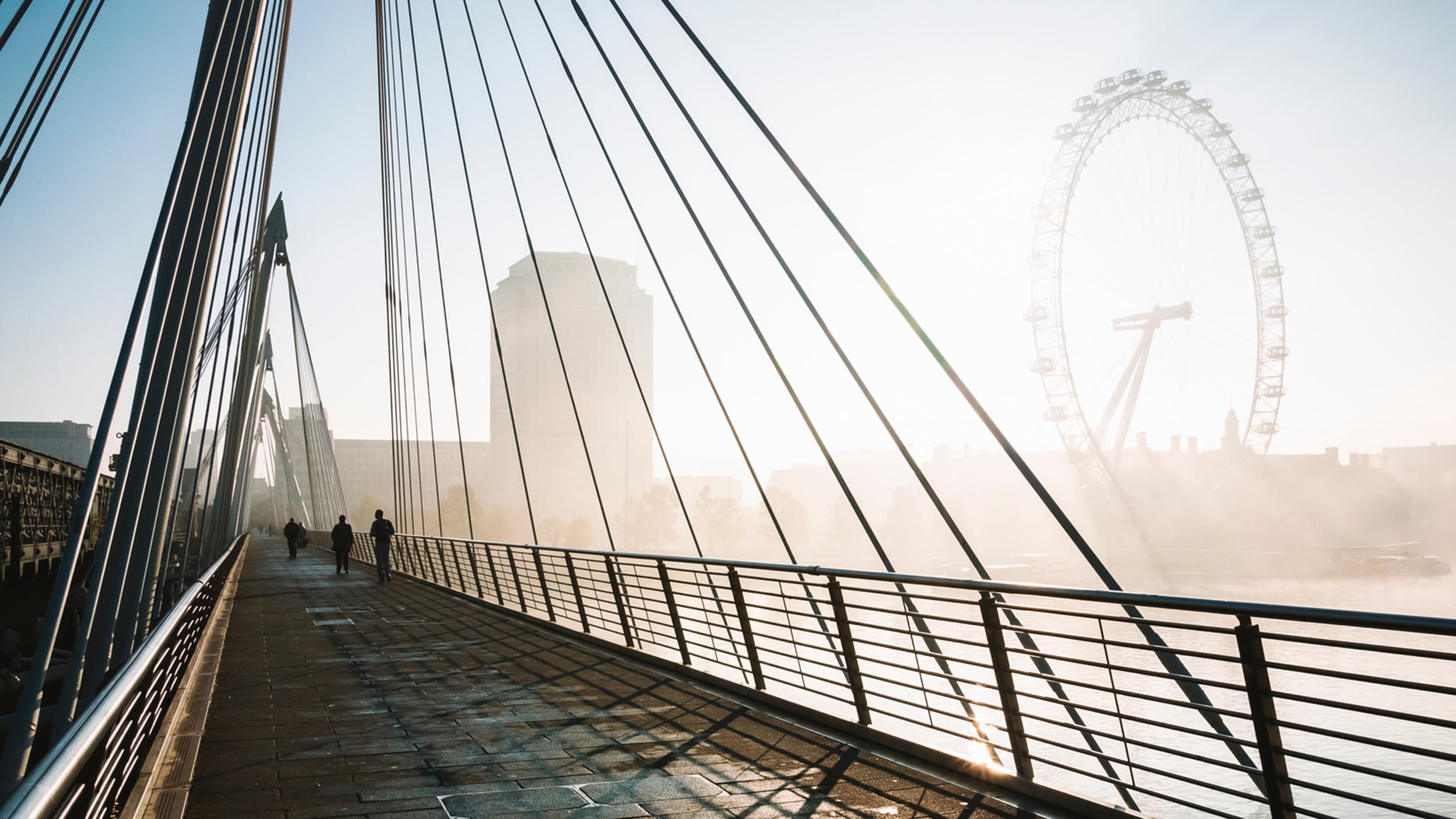 cable bridge and Millennium Wheel