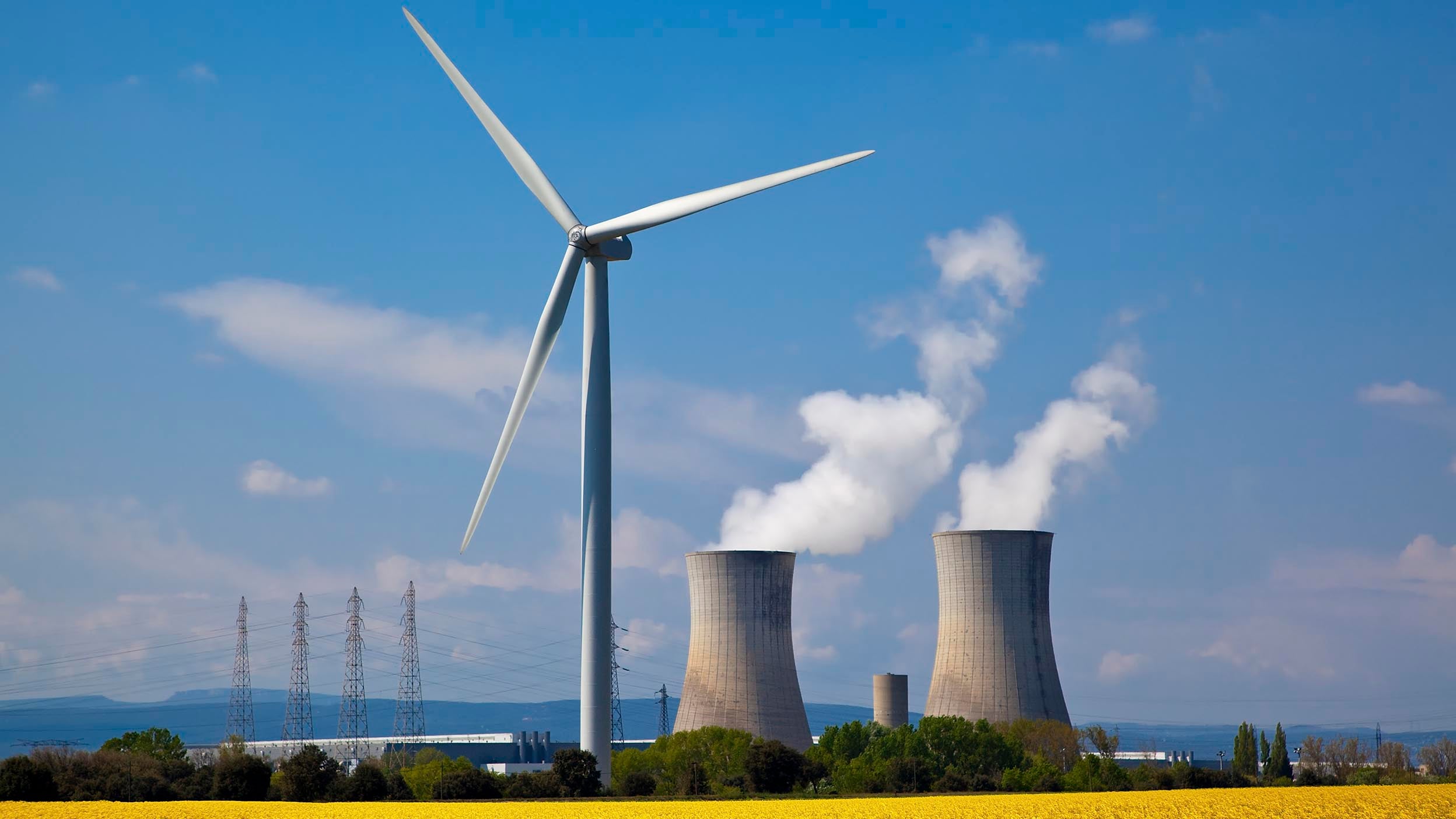 Beautiful view of windmill and industry