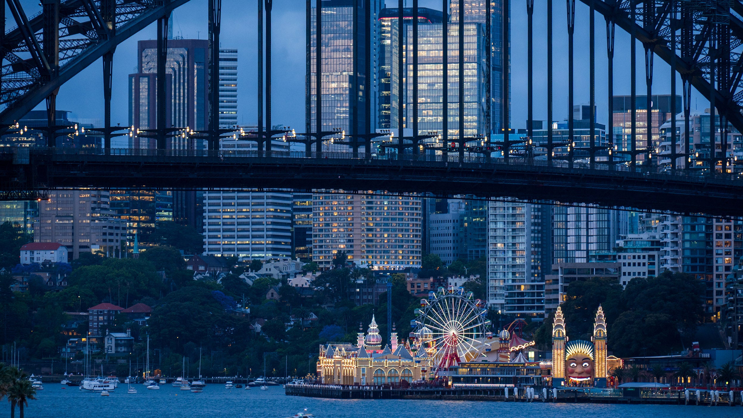 view of circus from a bridge