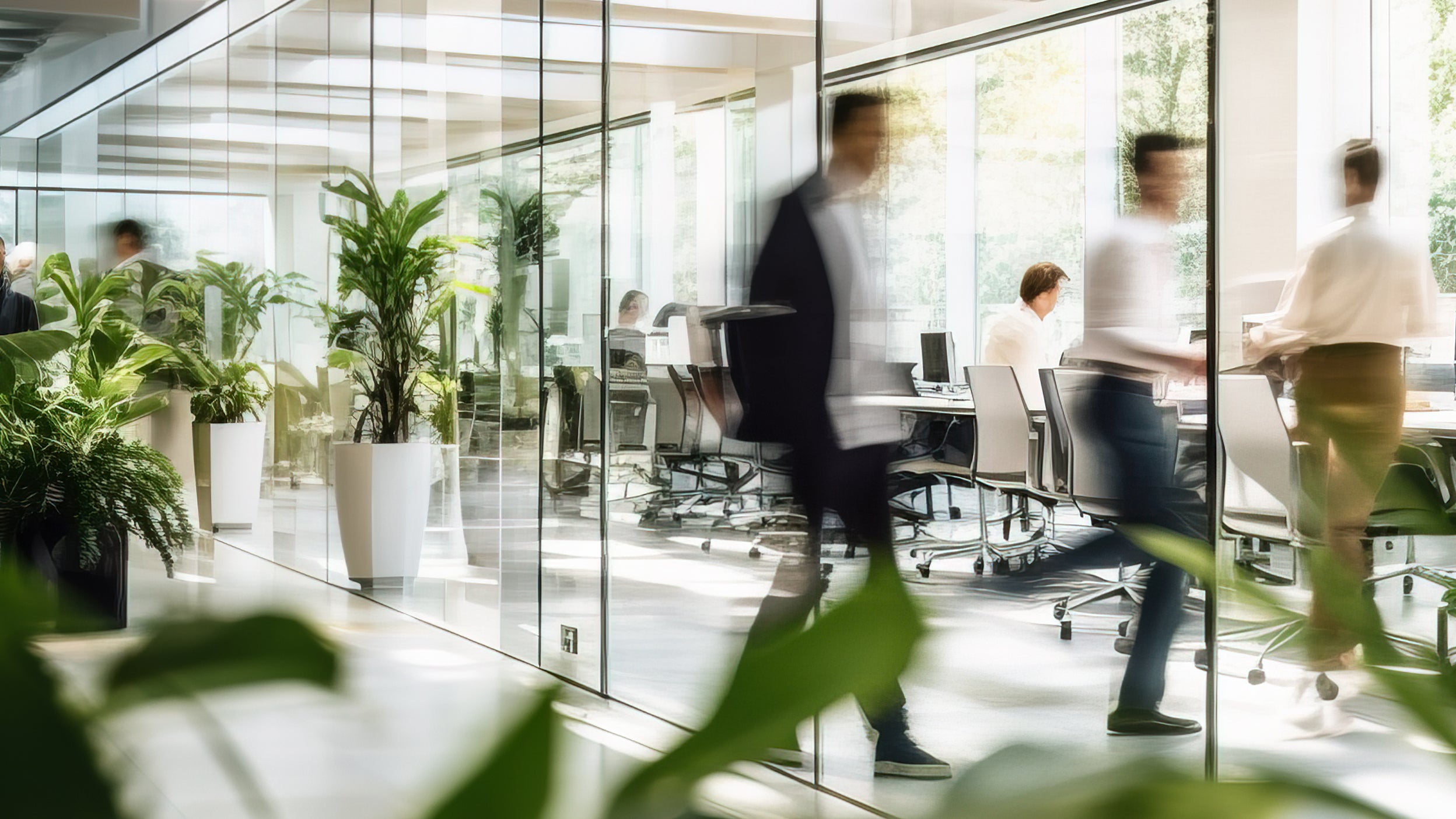 People walking in the office carridor