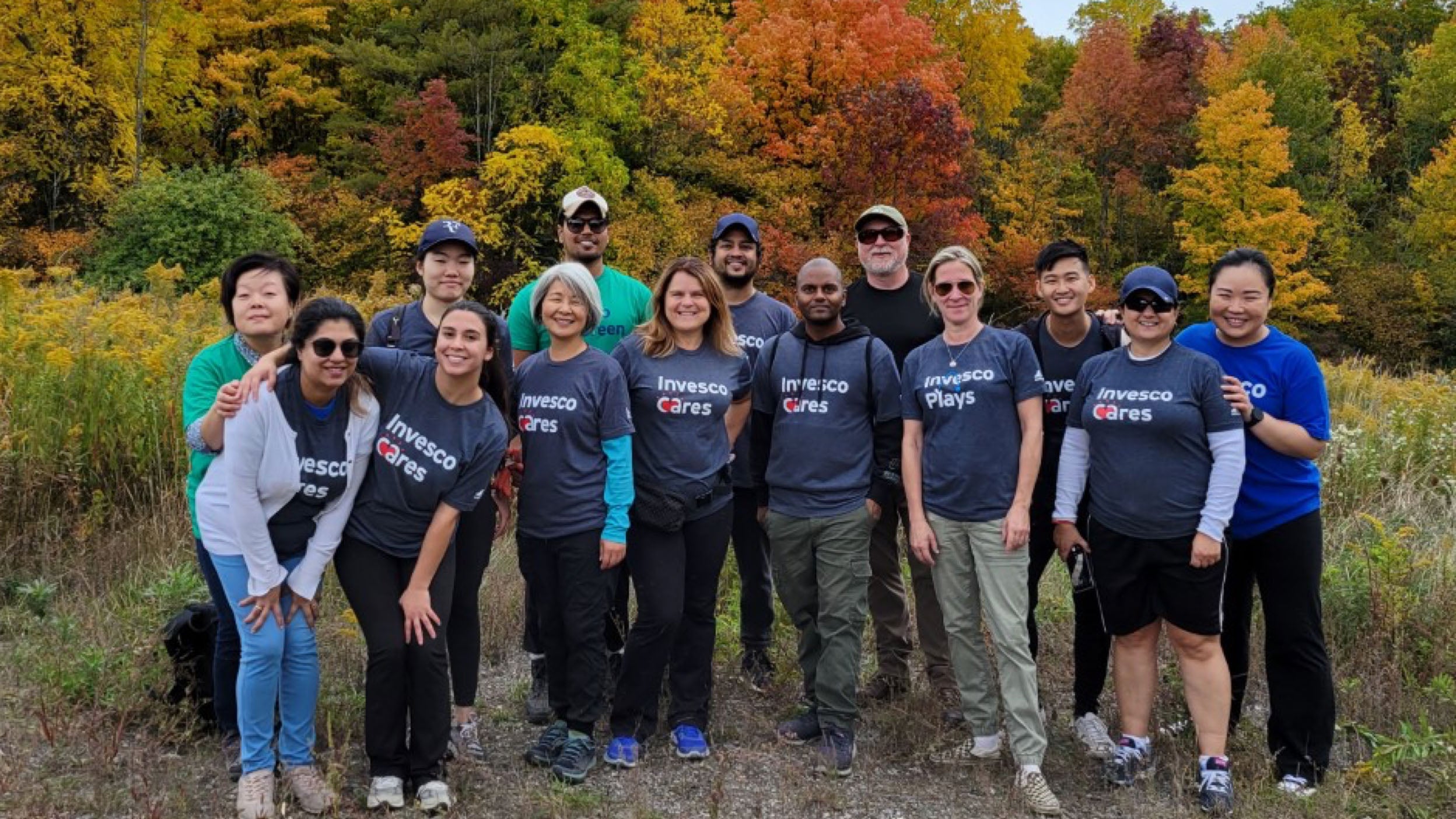 Group shot of Toronto Green Team employees on Bruce Trail Conservancy footpath