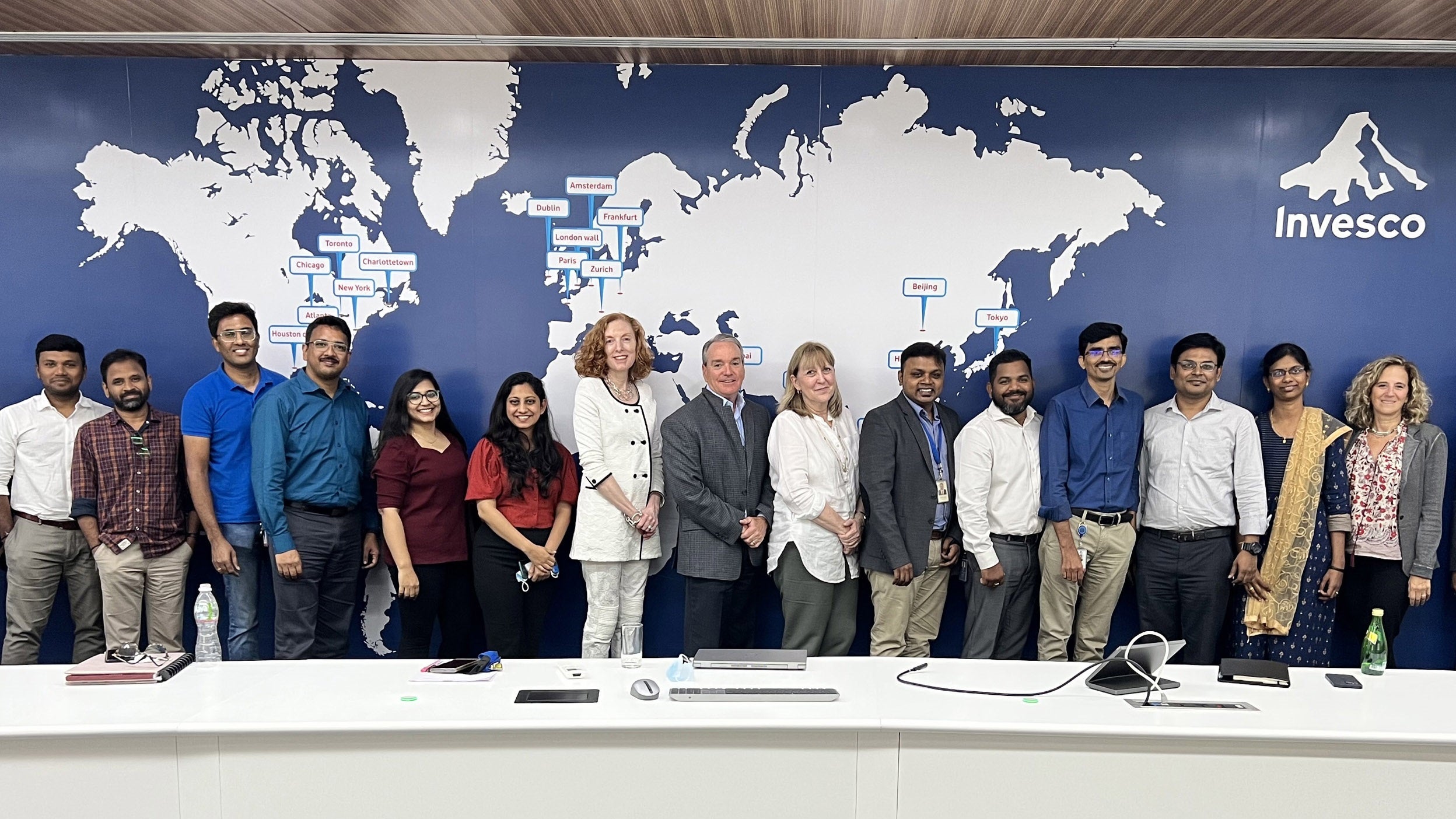 Group shot of Hyderabad employees during executive team visit.