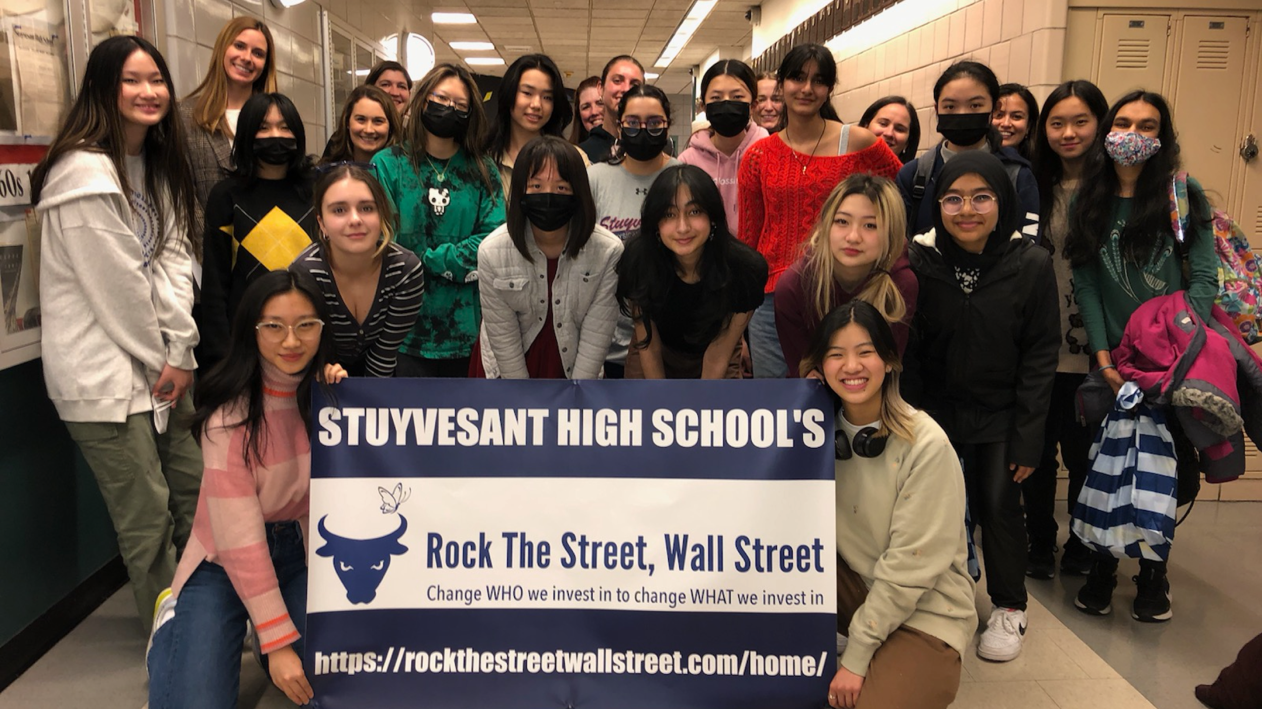 Group of Rock The Street, Wall Street students at Stuyvesant High School in New York City