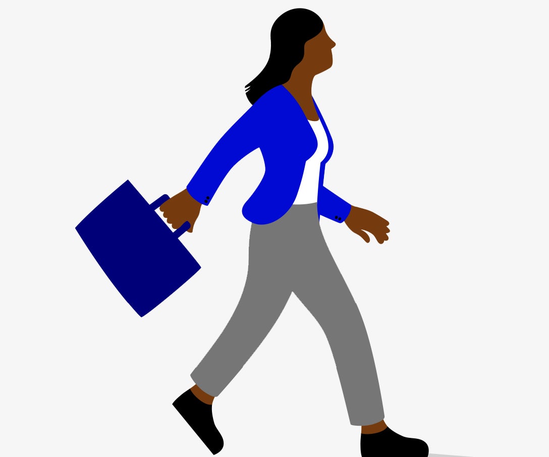 Graphic of woman carrying a briefcase