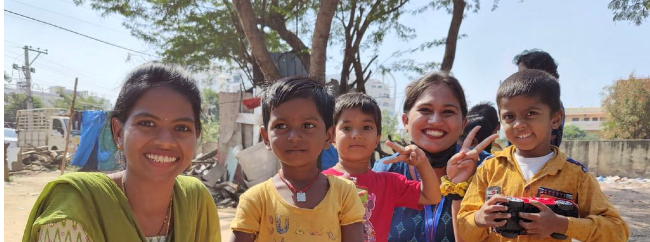 Hyderabad employees distribute clothes and food in Khajaguda.