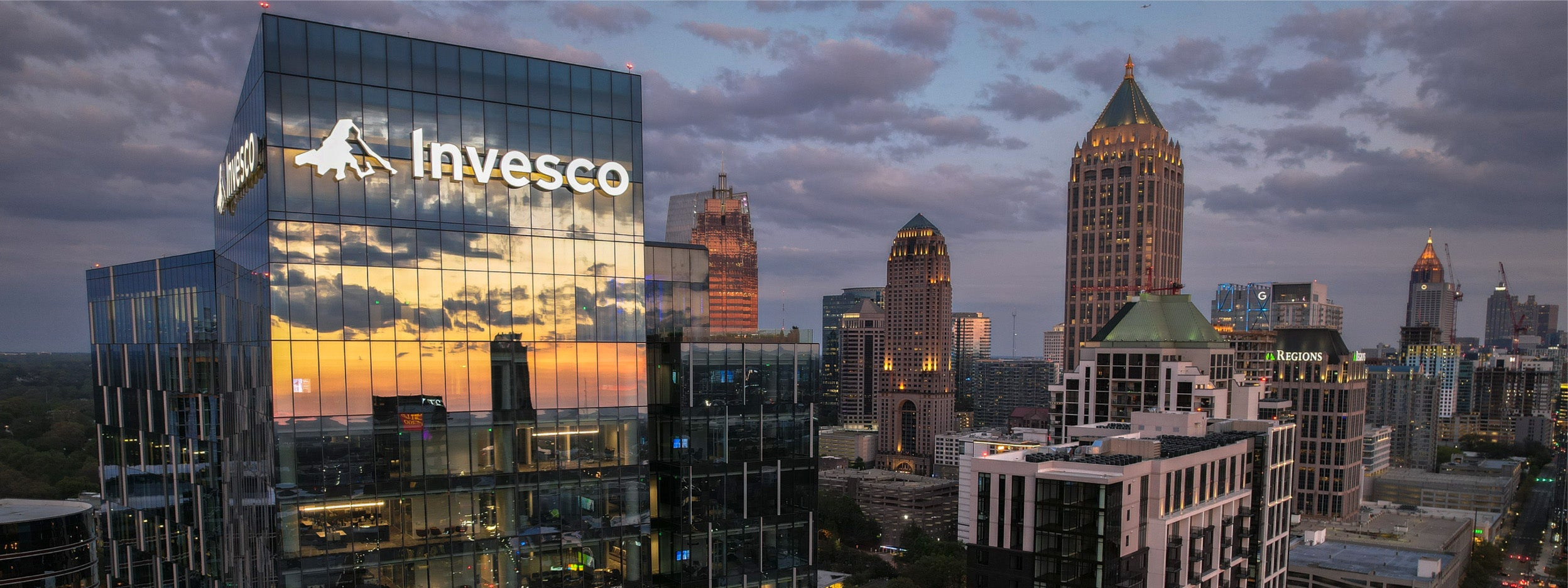 Atlanta skyline view with Invesco's headquarters in foreground