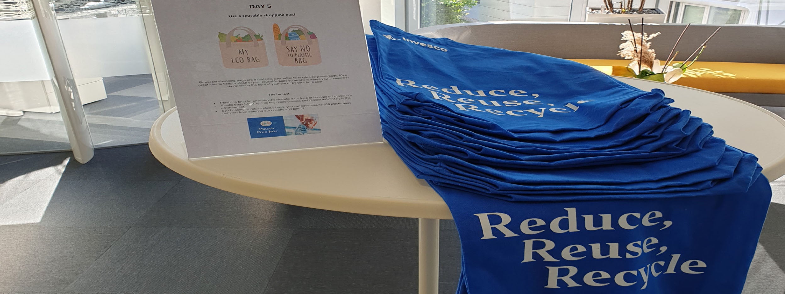 Invesco branded reusable shopping bags