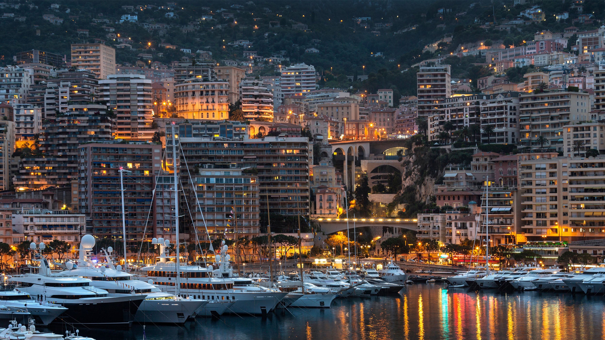 Monaco harbour by night