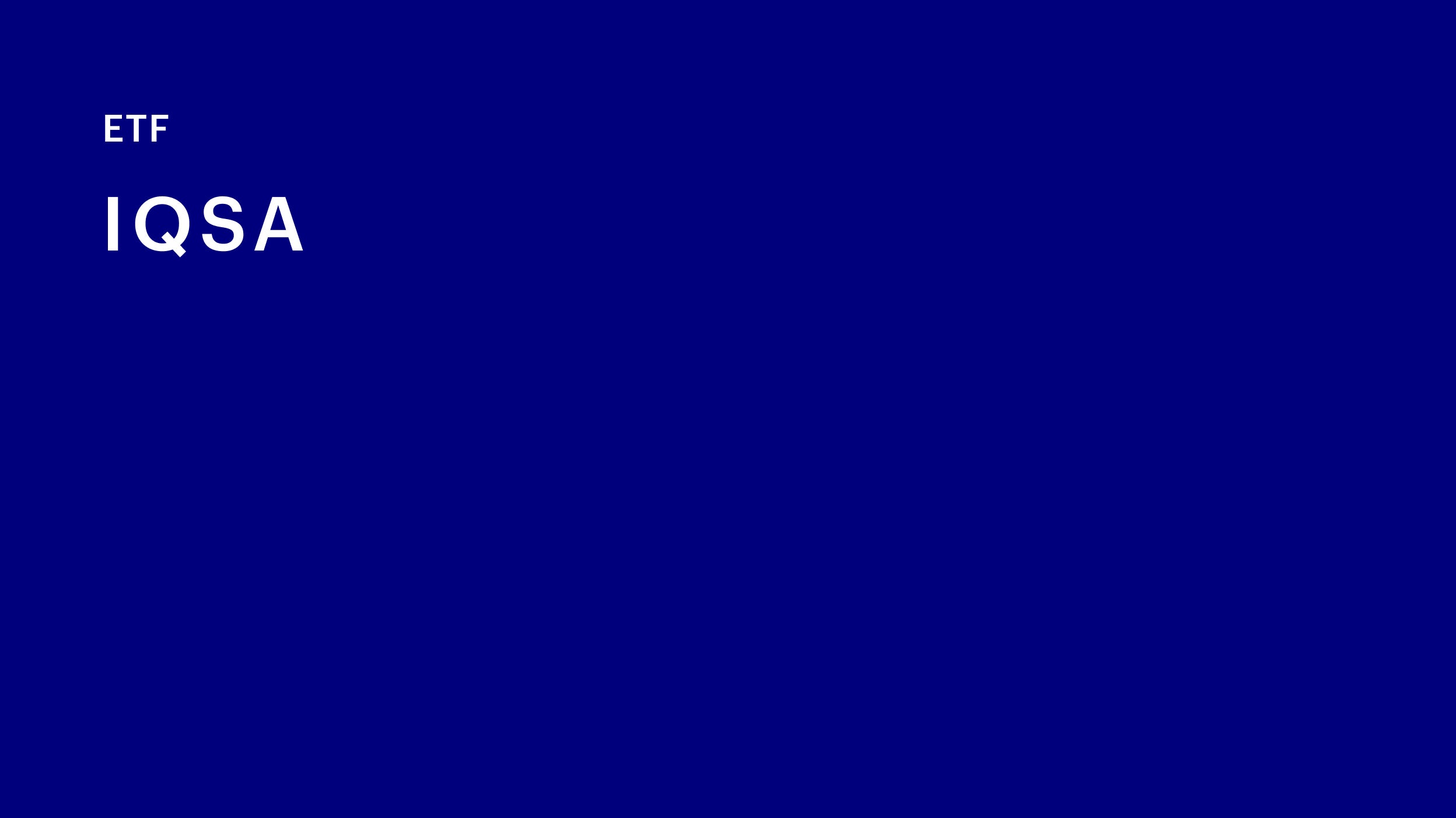Blue background with ETF and ticker: IQSA