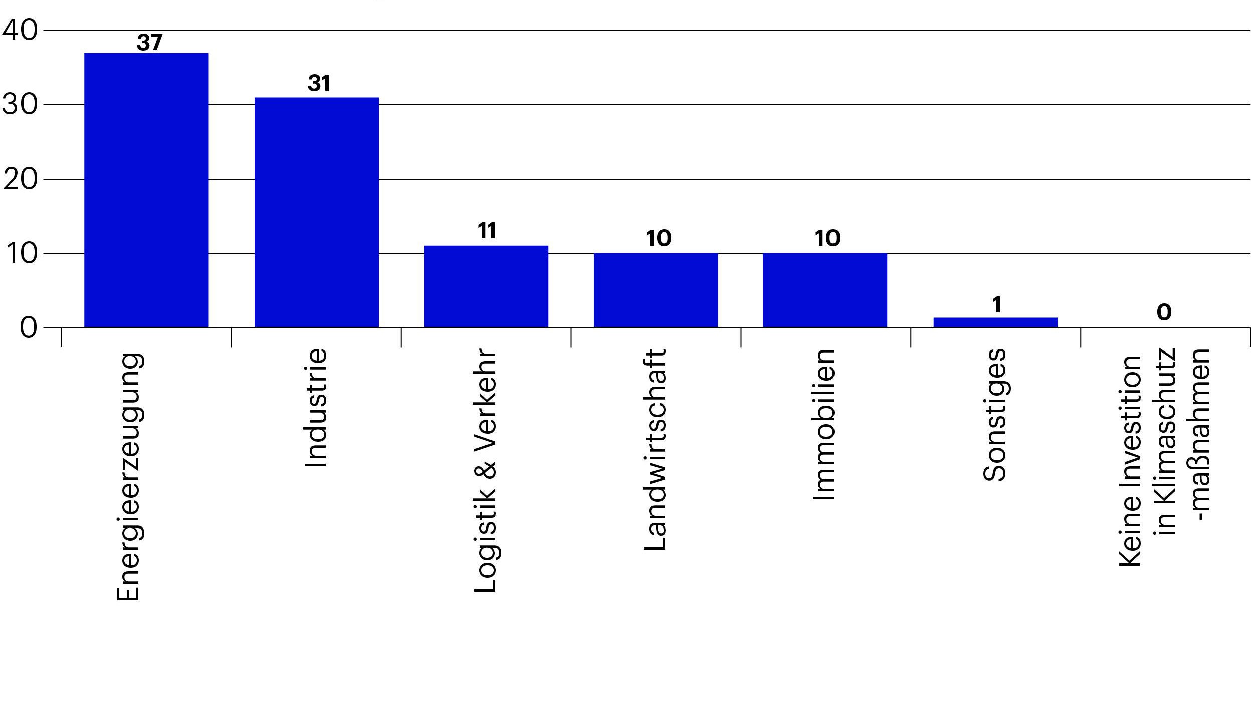 Investitionsschwerpunkte von Anlegern bei Klimaschutzmaßnahmen, nach Sektoren (% der Befragten)