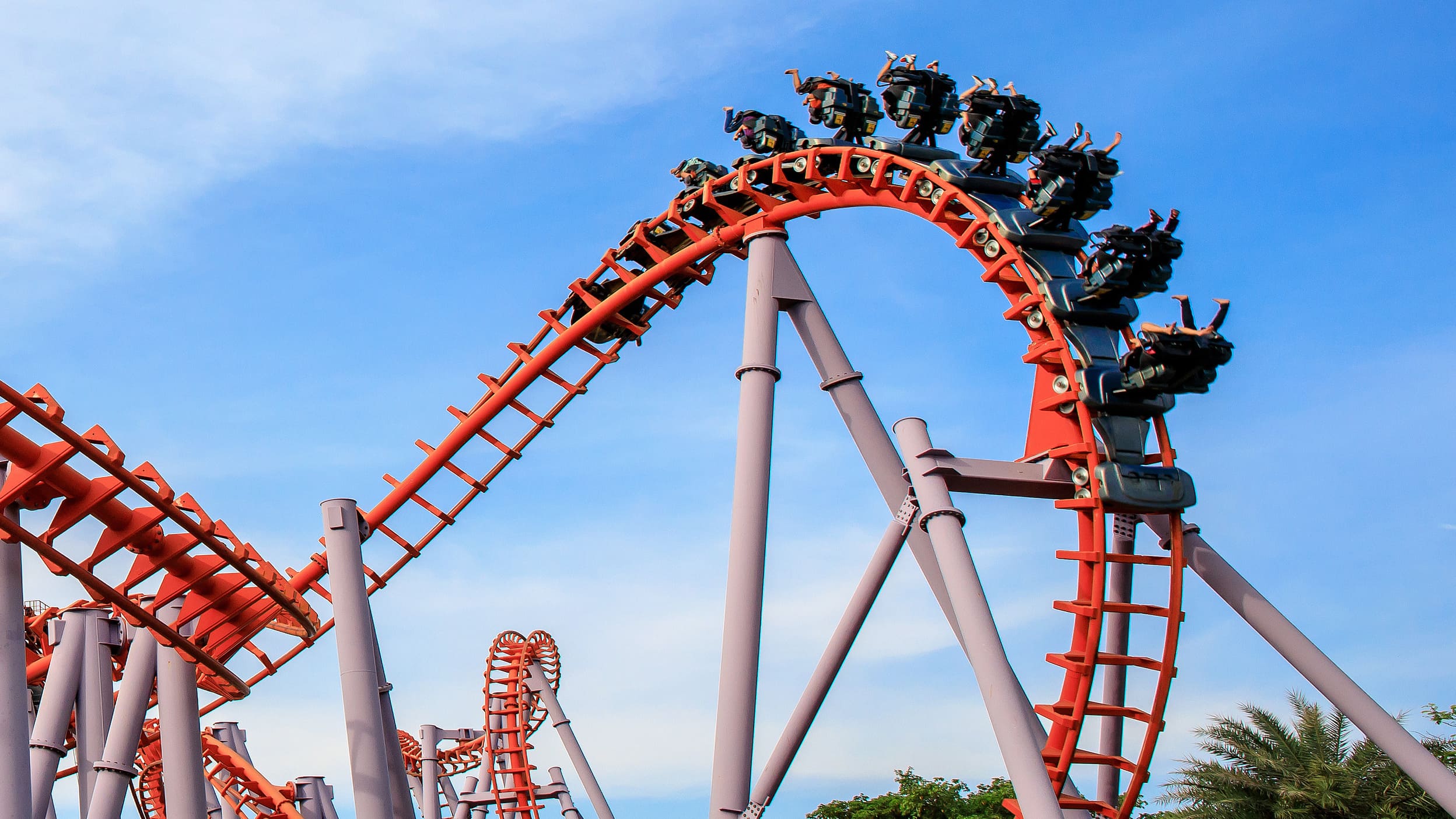 Looping of a red roller coaster