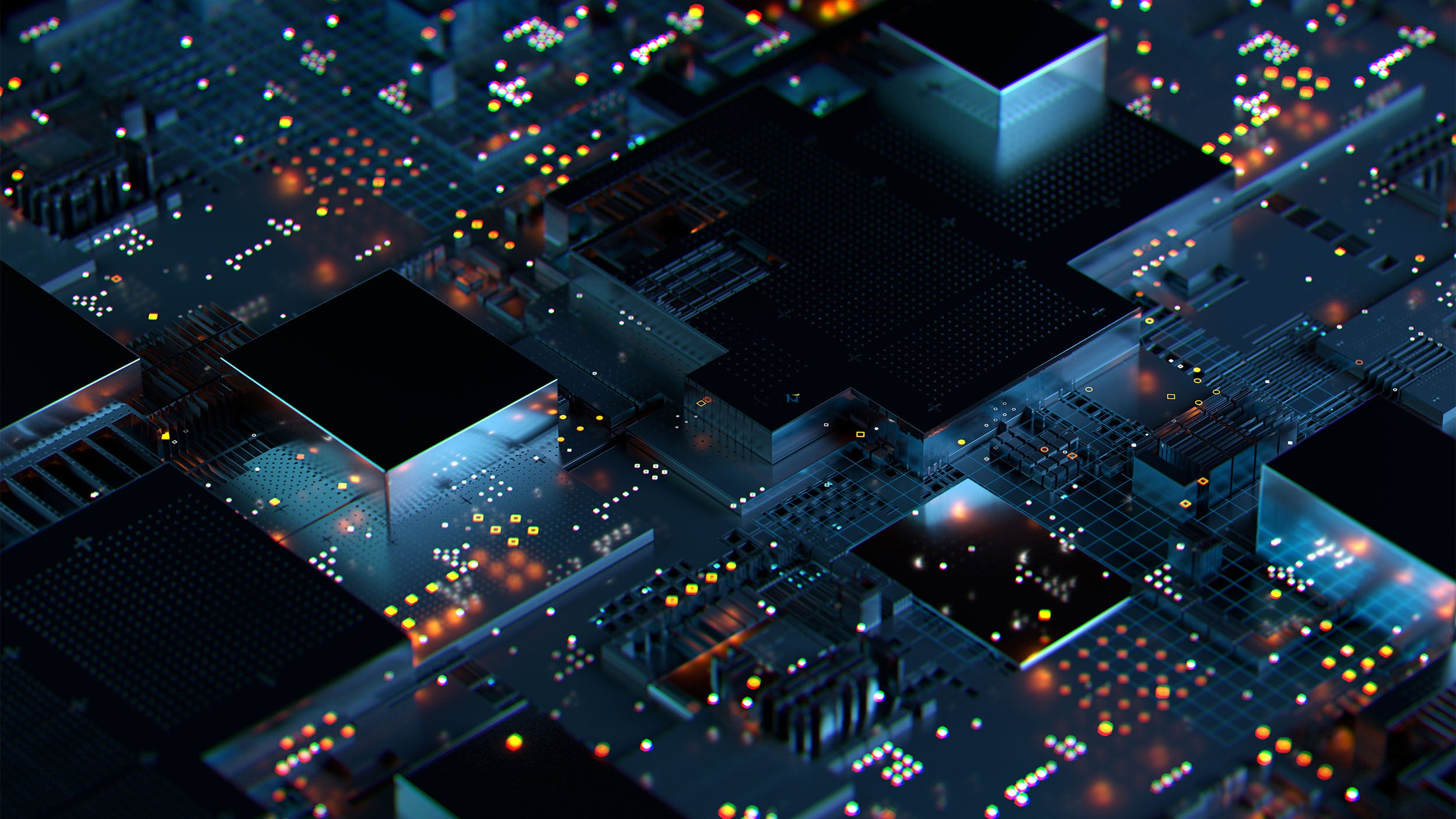 A close-up photo of computer chips