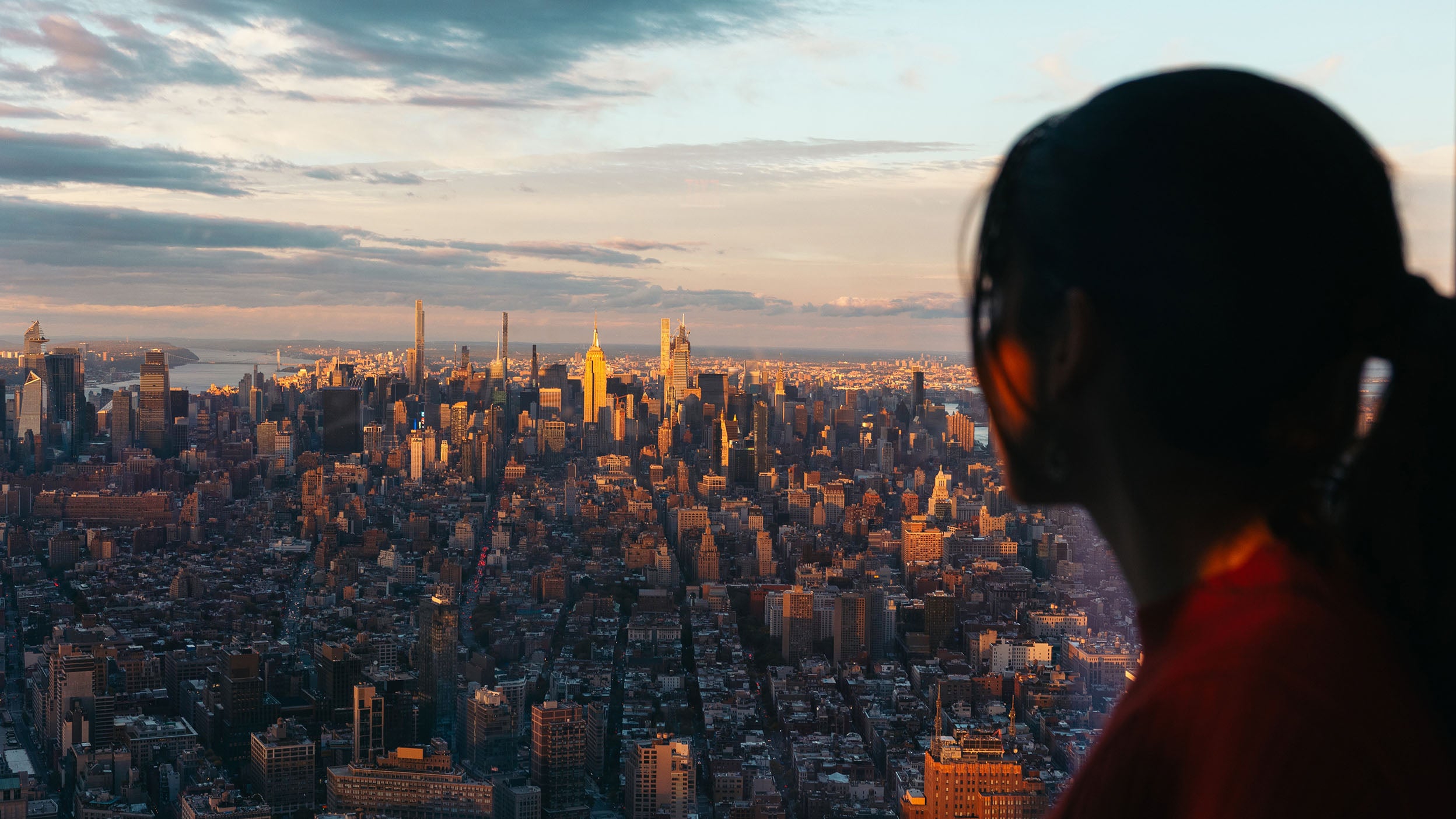Woman looking at a city 