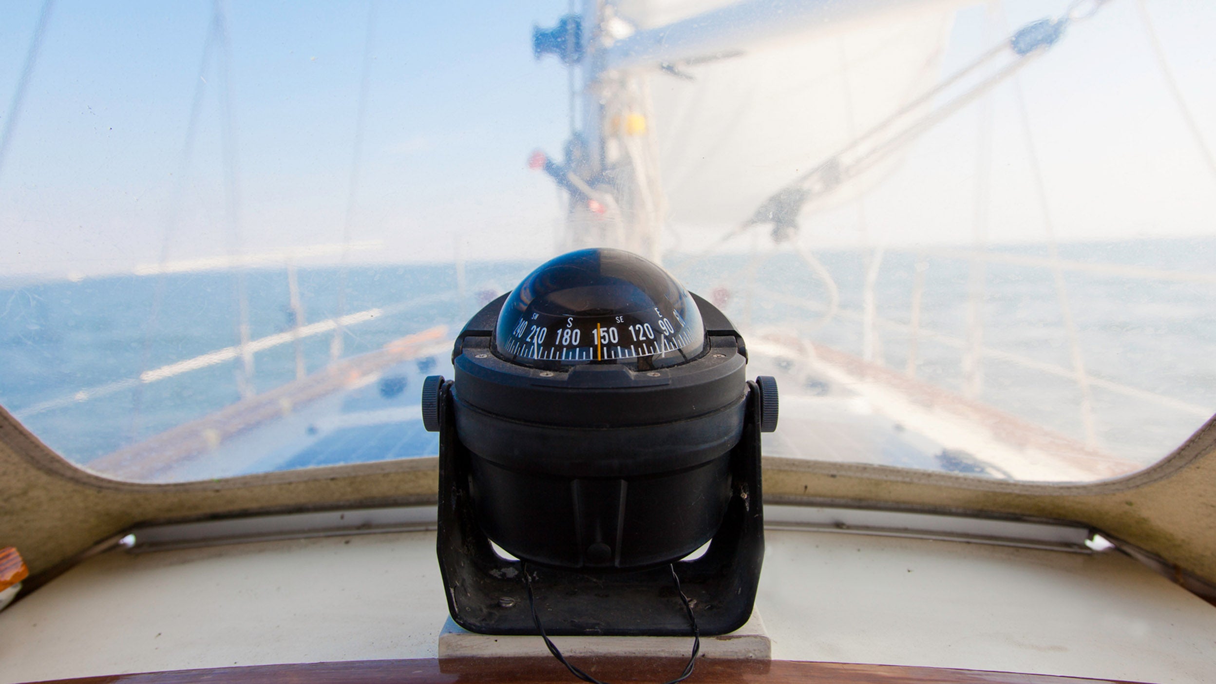 Compass on sailboat