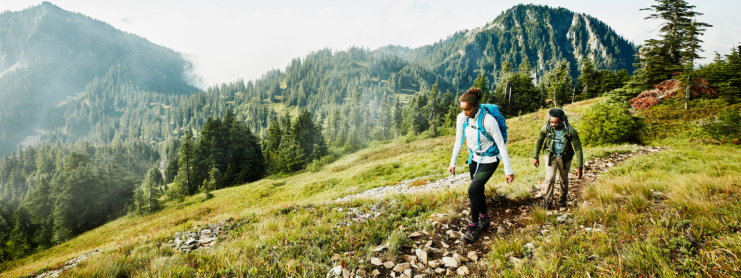 Two people trecking
