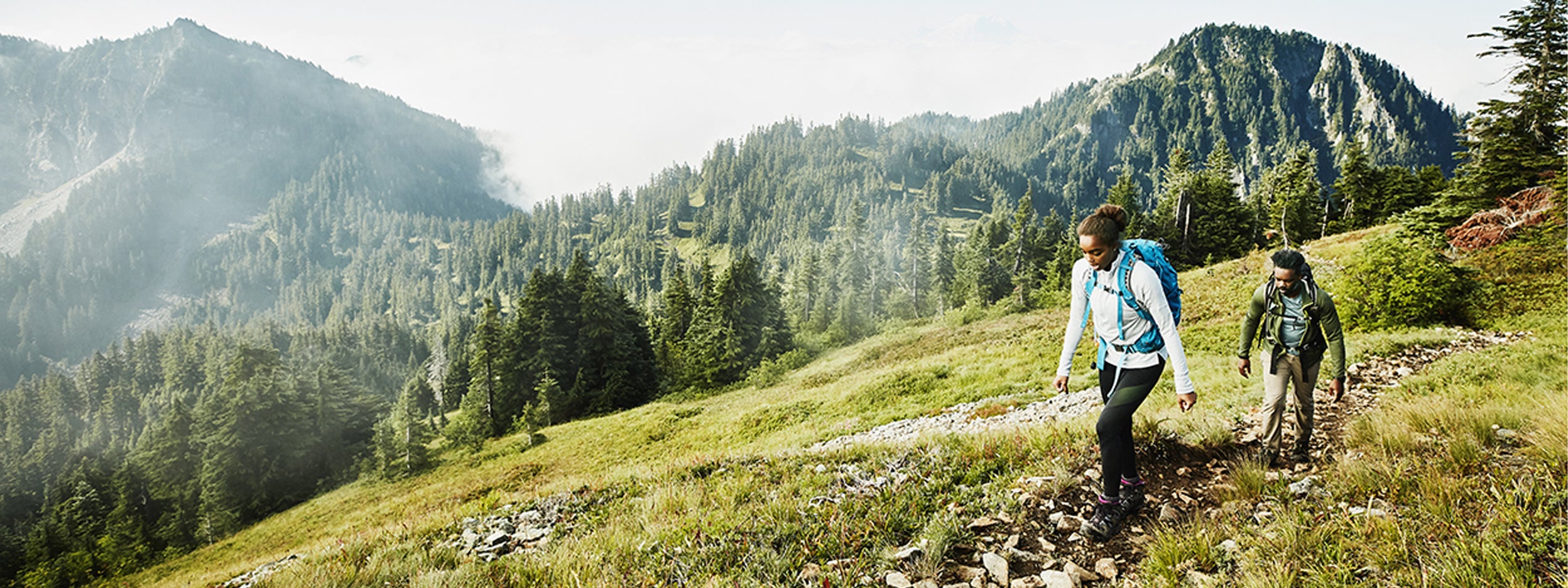 Two people trecking