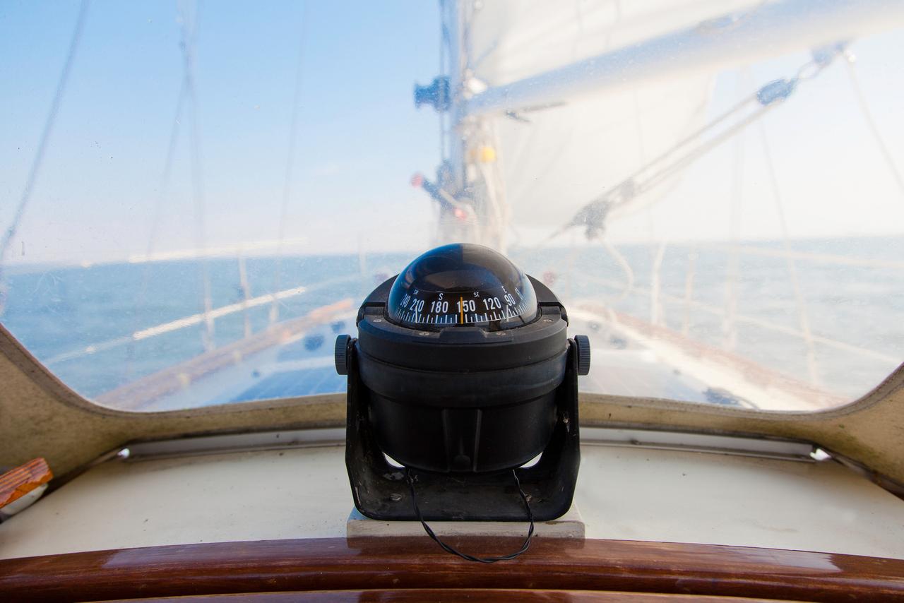 Compass on sailboat