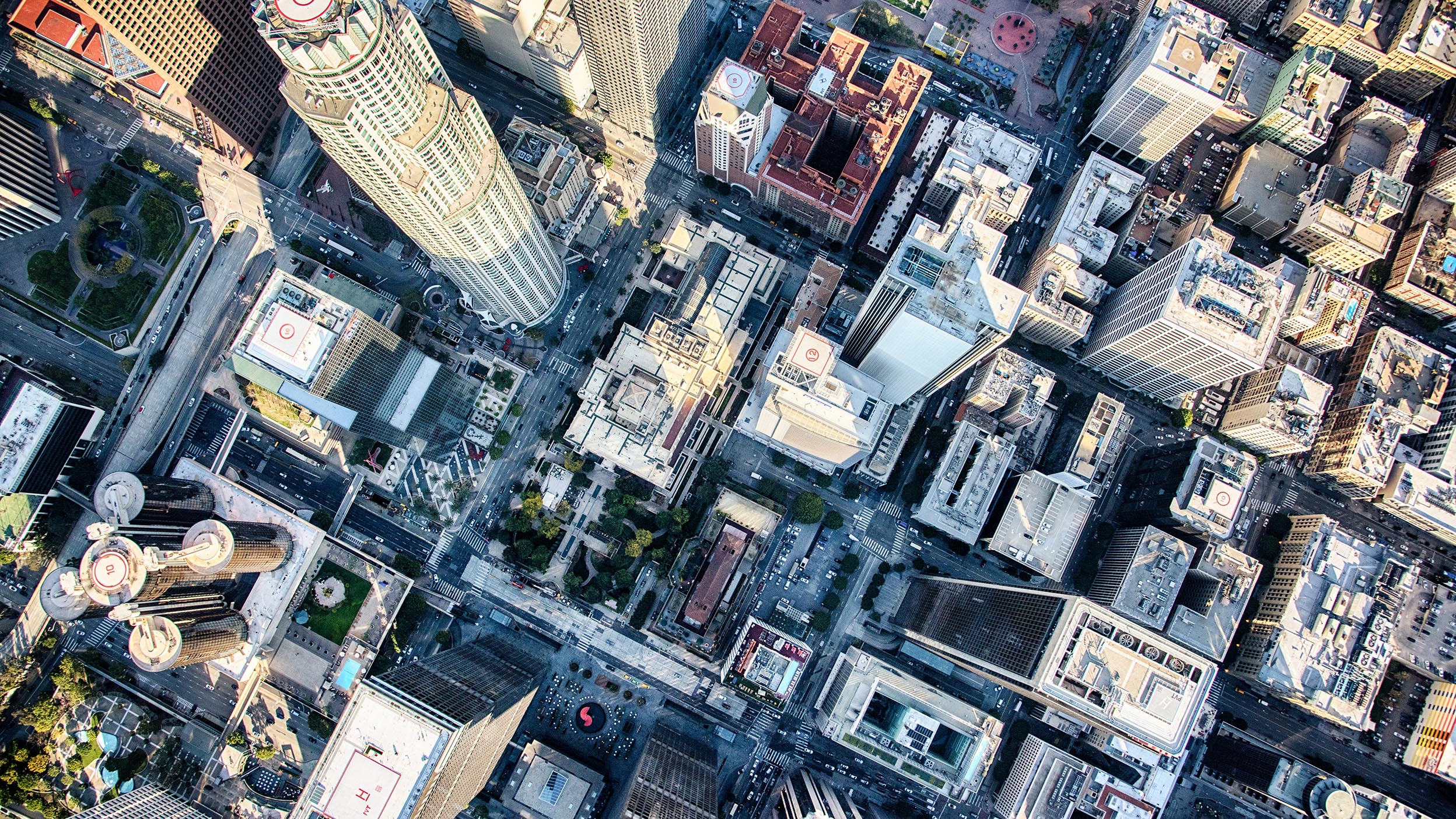 Aerial view of buildings and roads
