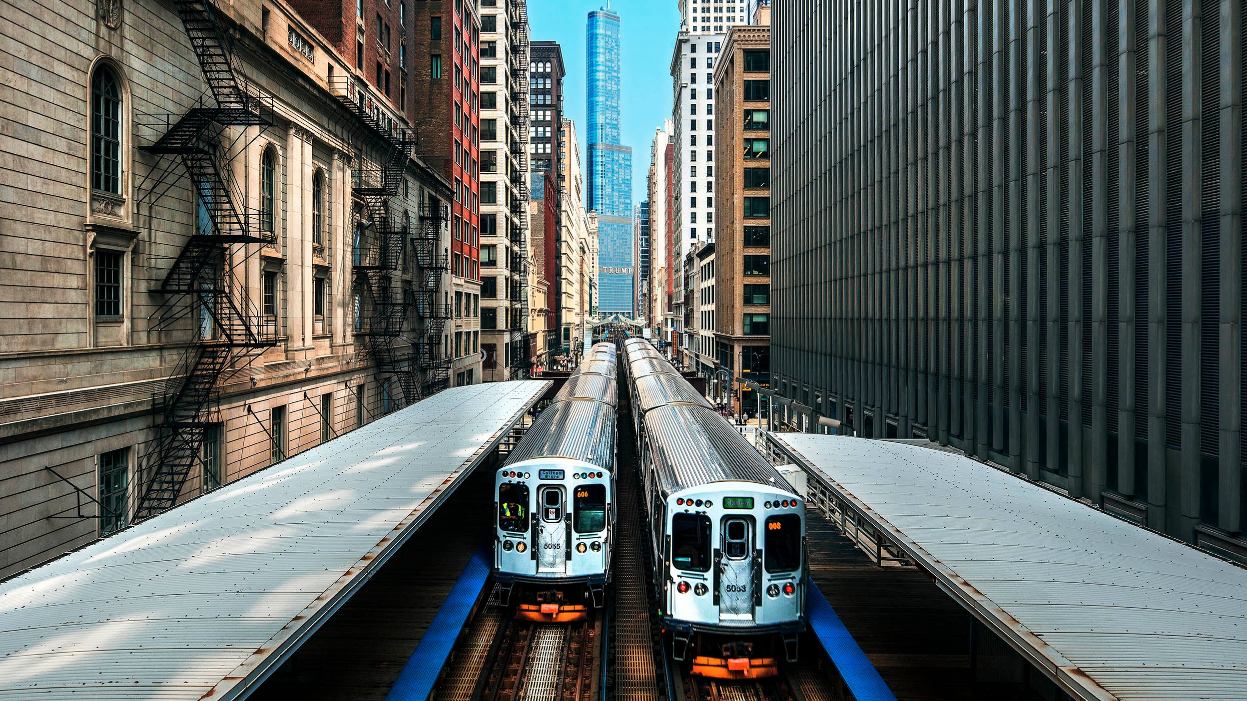 Two trains running parallel 