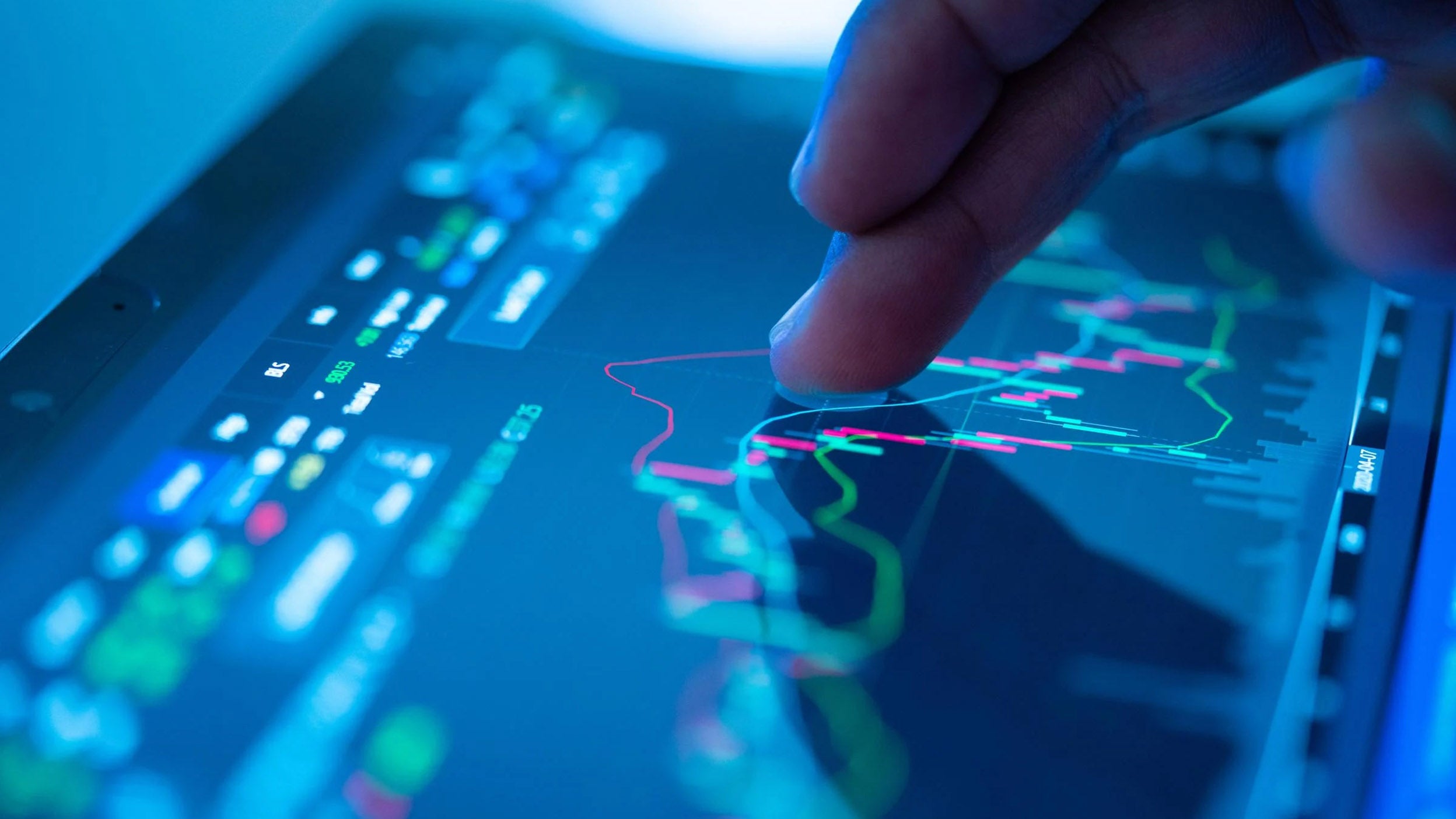 Businessman checking stock market data