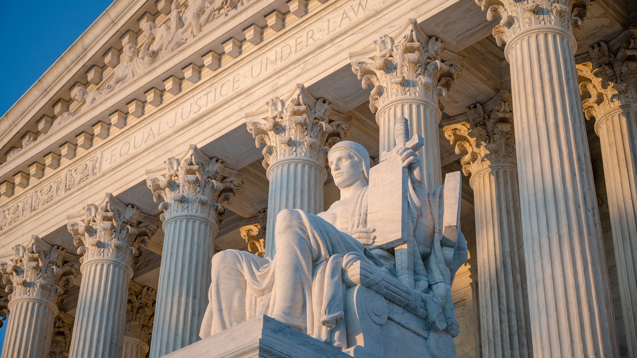 Exterior of Supreme Court of the United States on First Street in Washington DC