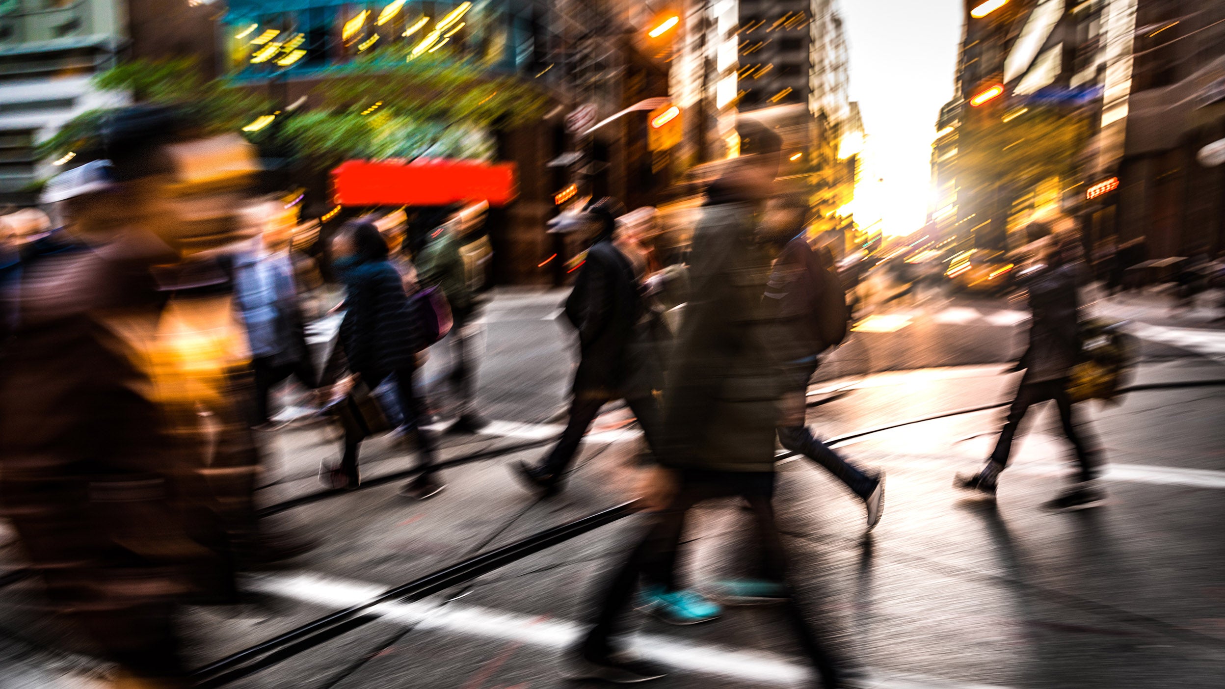 People commuting on the street.