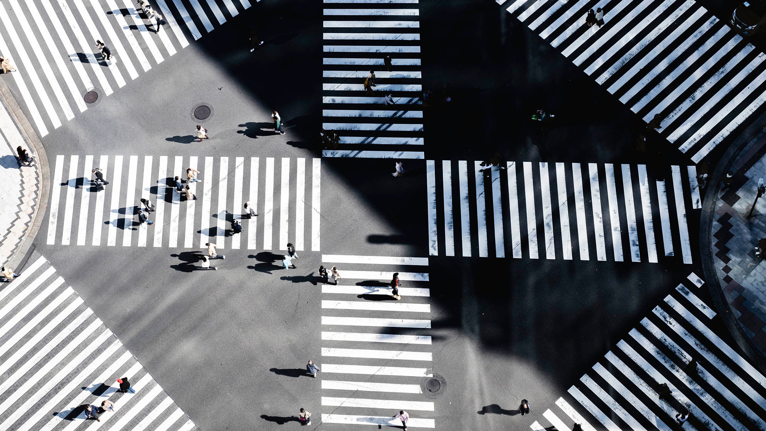 Aerial view of road crossings