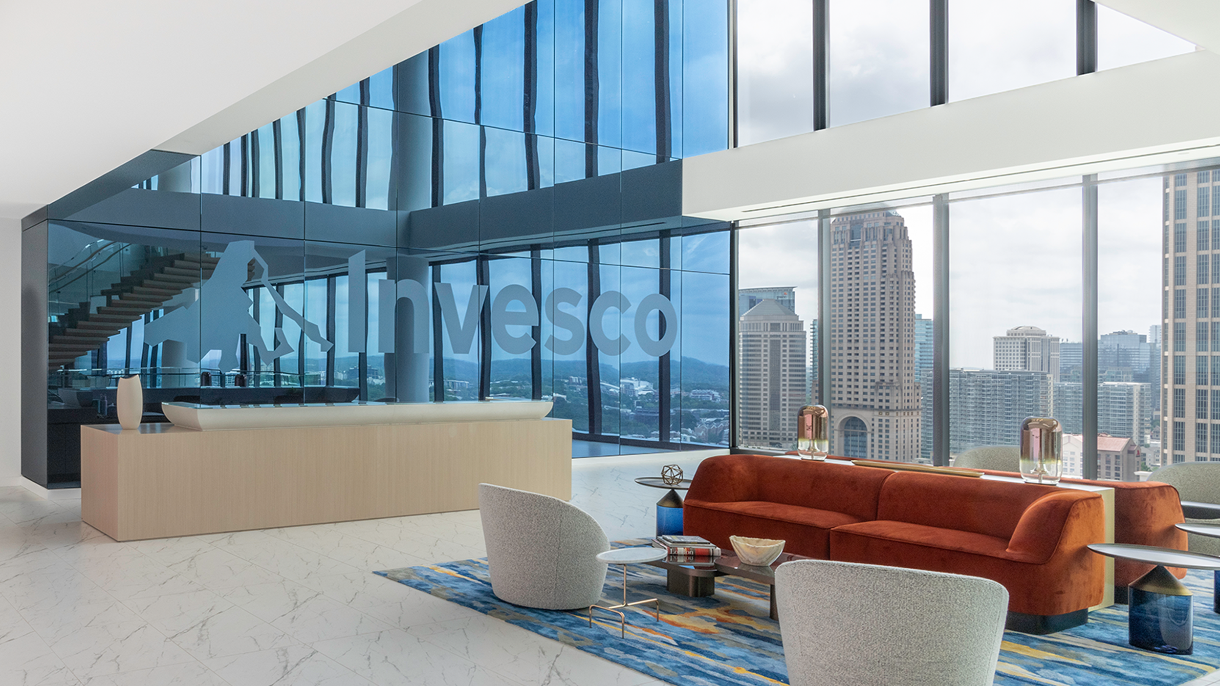 View of Invesco Atlanta office highlighting the city view. Invesco is dedicated to creating greater investment possibilities.