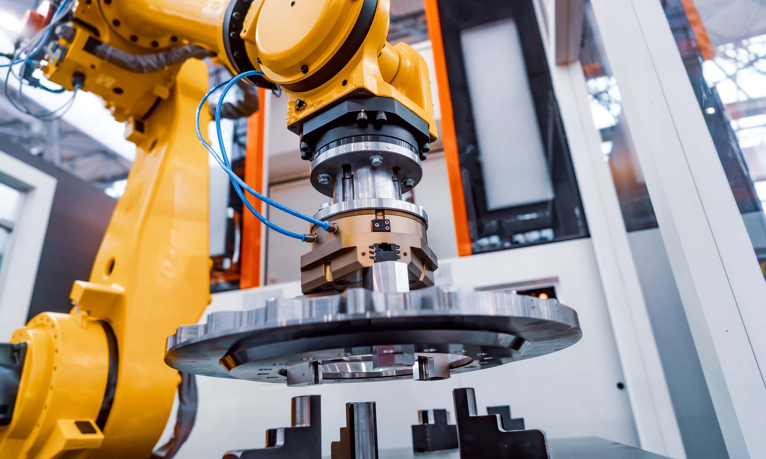 Robotic arm in factory