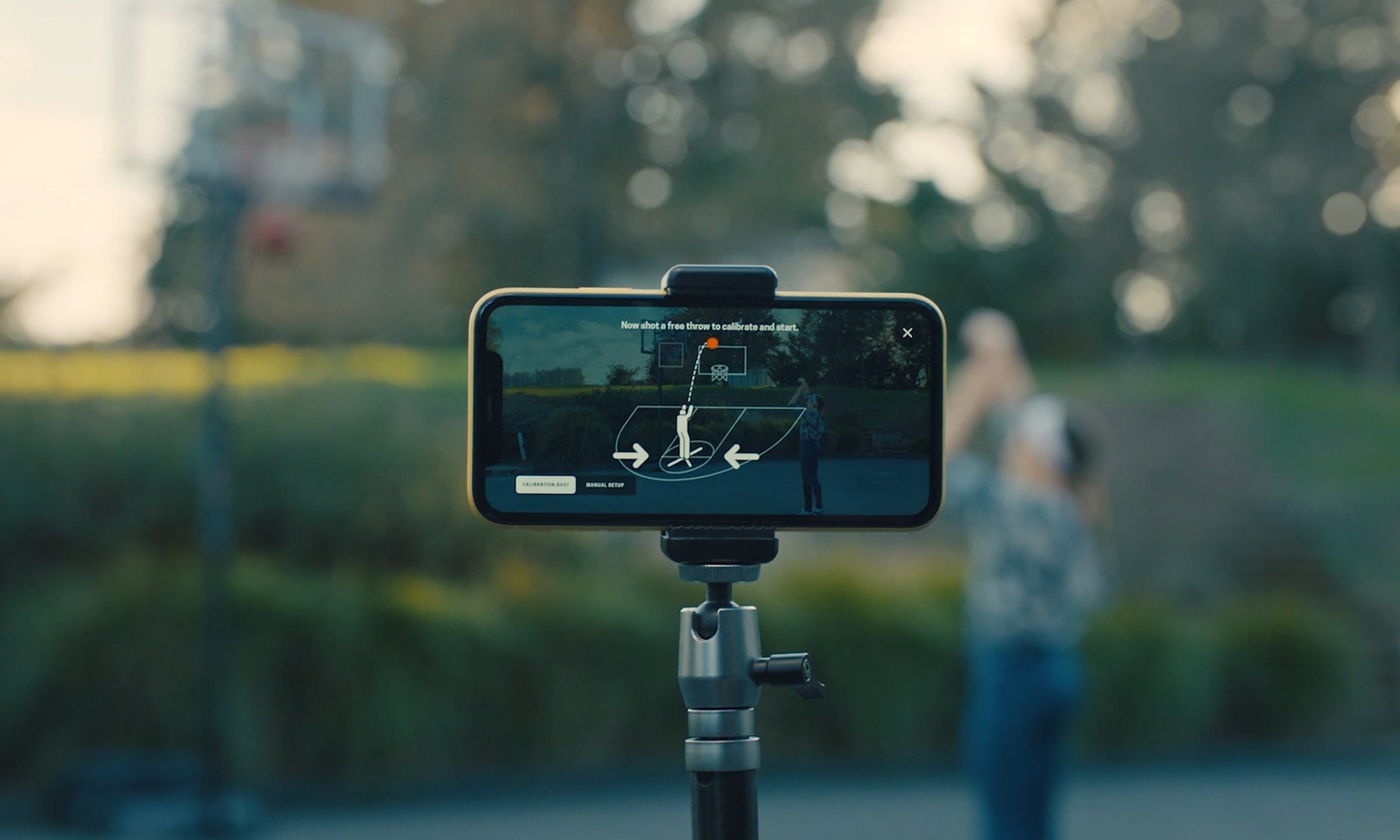 Close up on smart phone app tracking basketball drills by HomeCourt, a company featured in Invesco's Innovation Now series