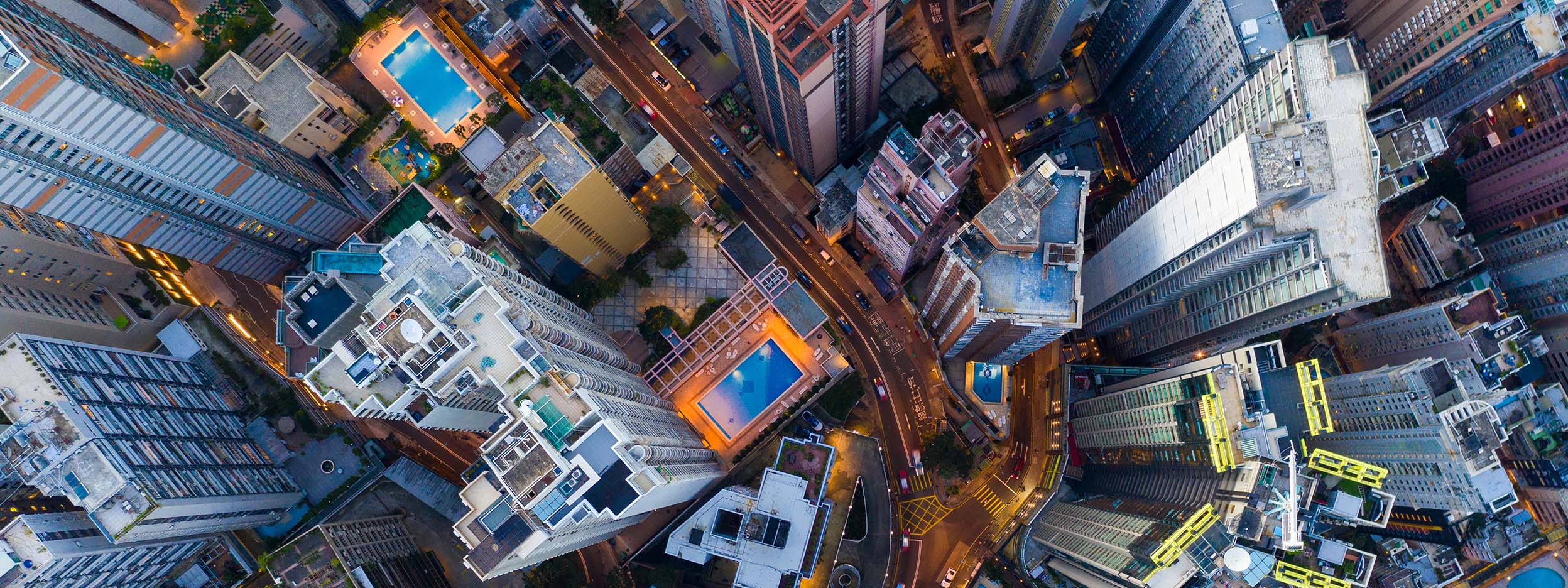 Bird's eye view of tower block
