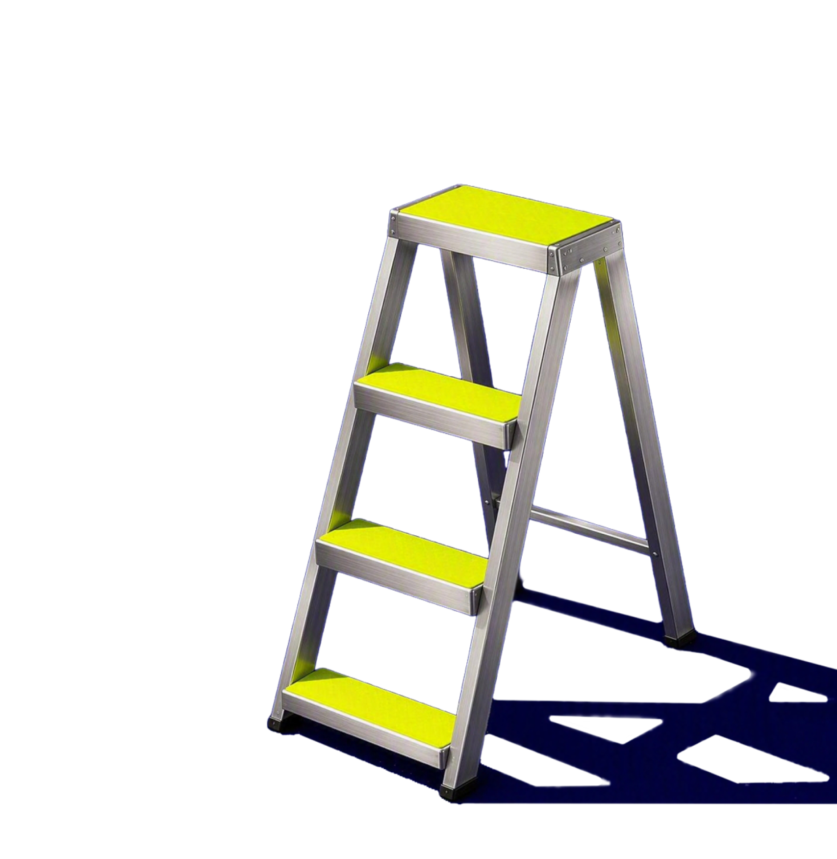 Four-step ladder with yellow steps