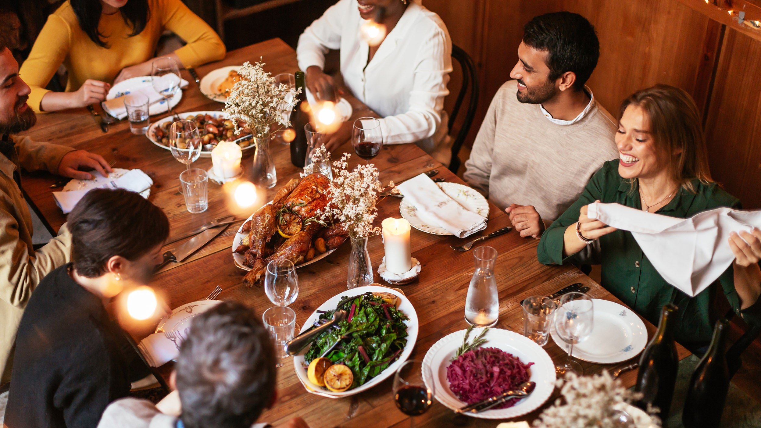 People having thanksgiving dinner