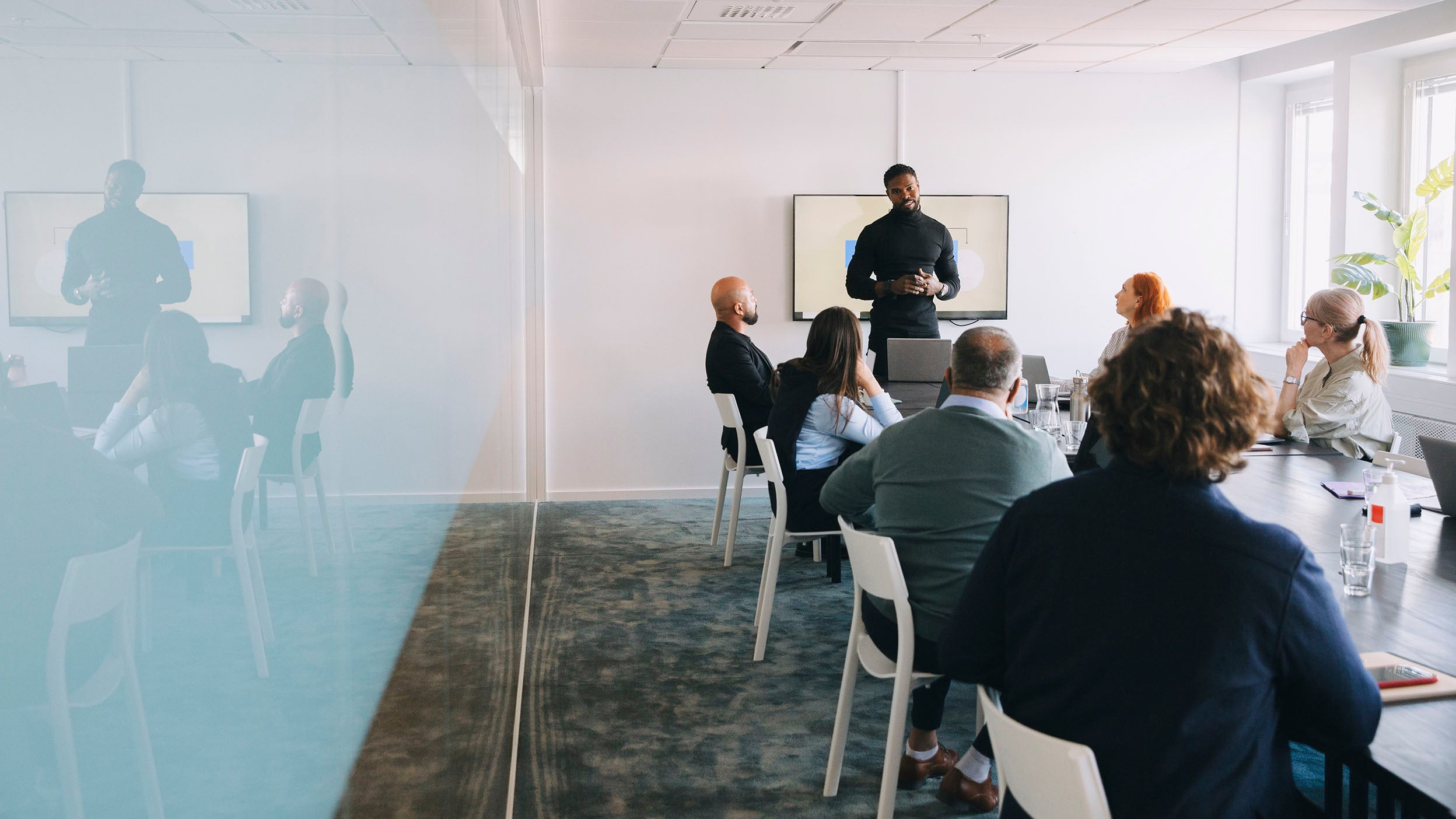 Meeting going on in office meeting room