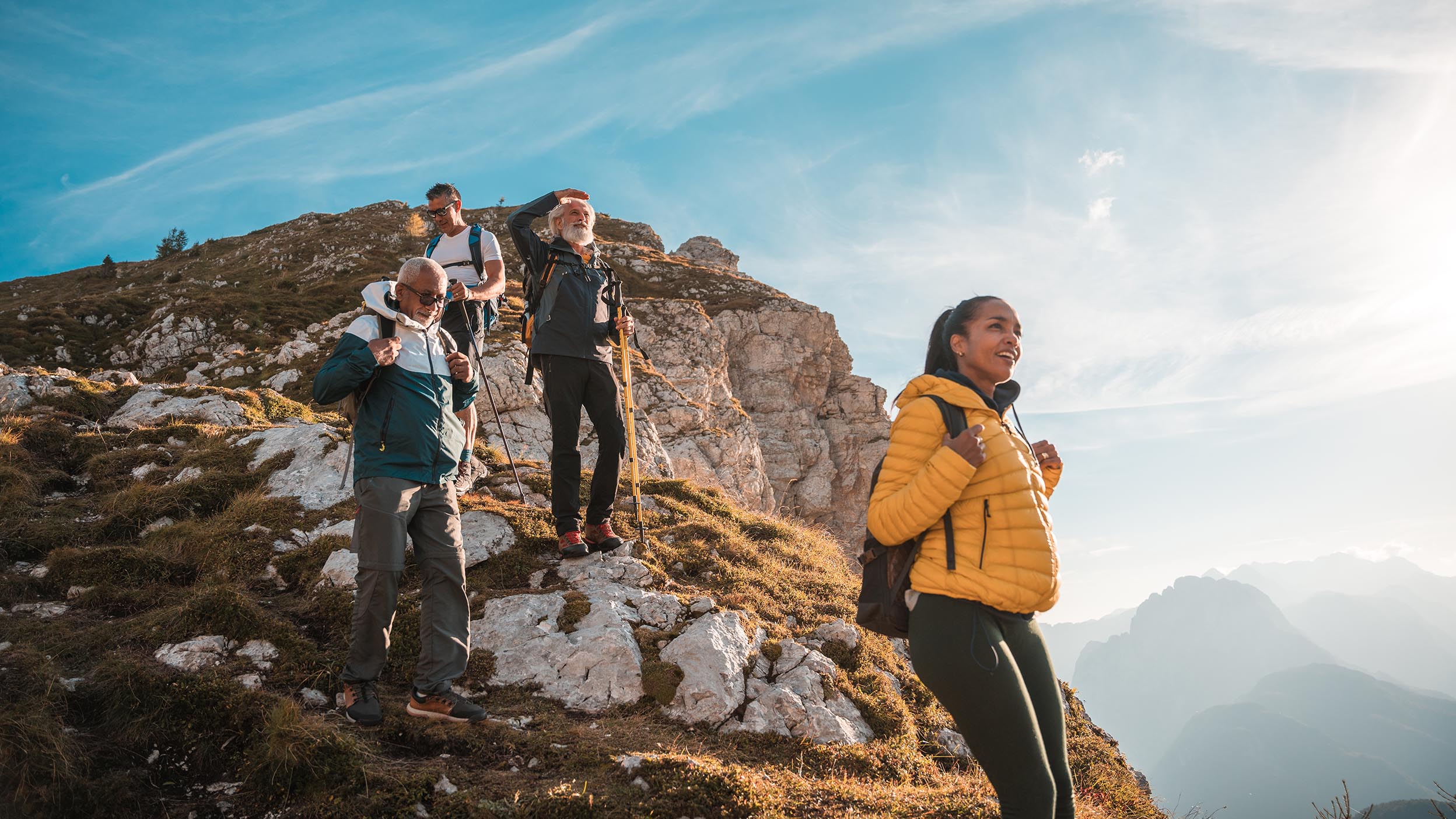 group of people on a hike