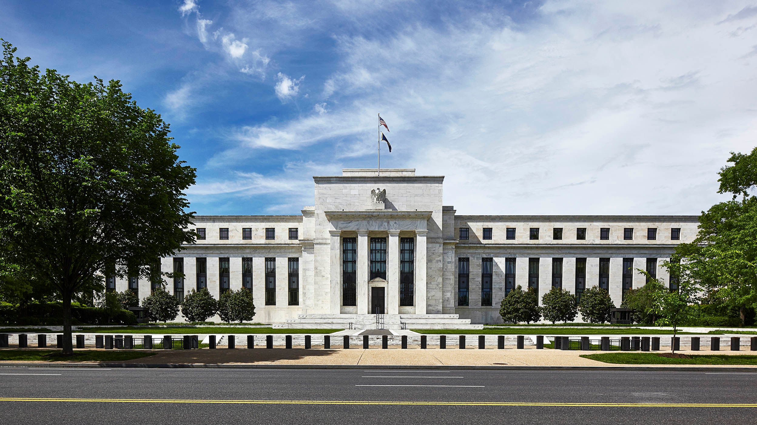 The Federal Reserve Headquarters in Washington DC on a sunny day.