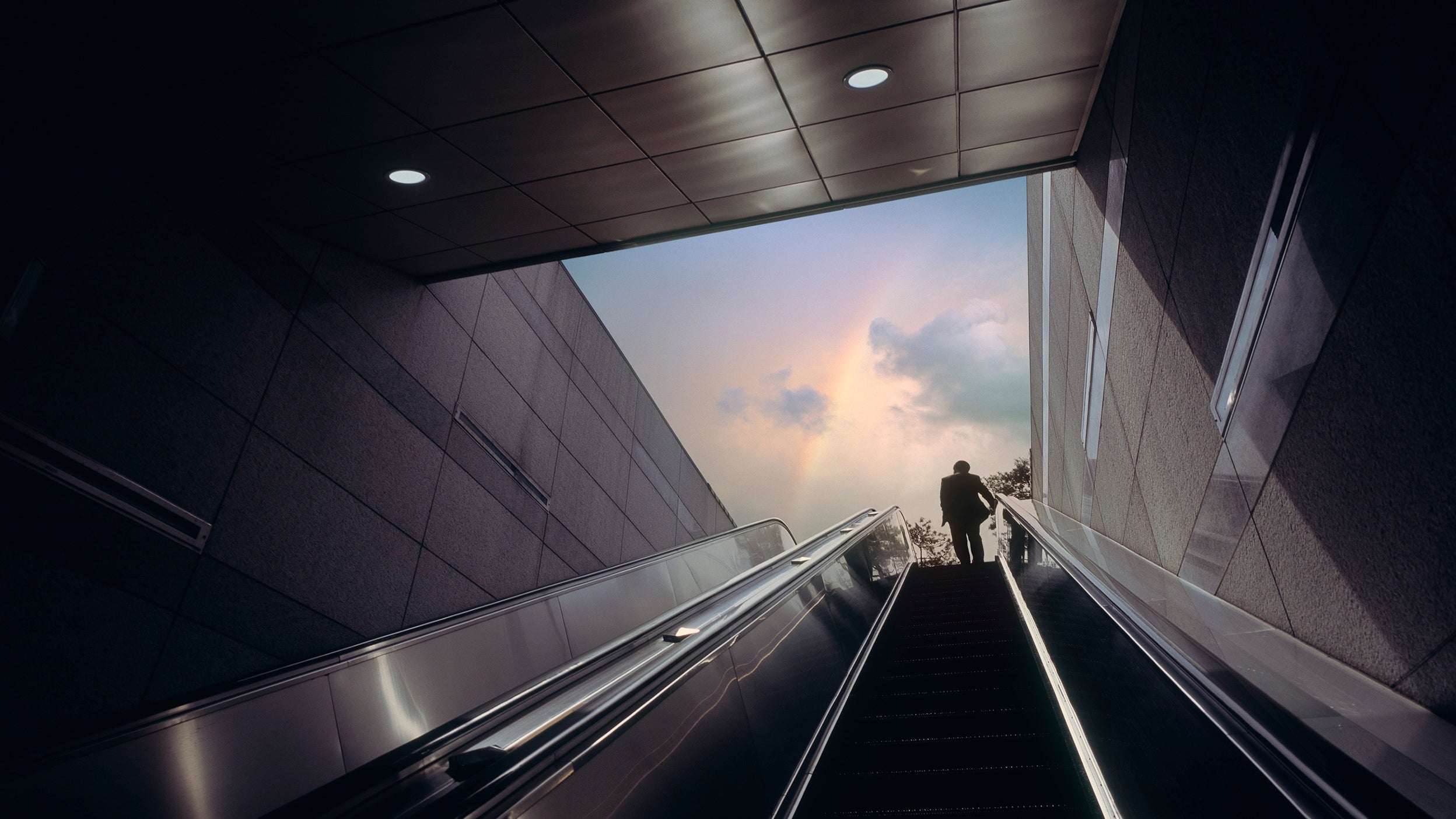 Taking escalator
