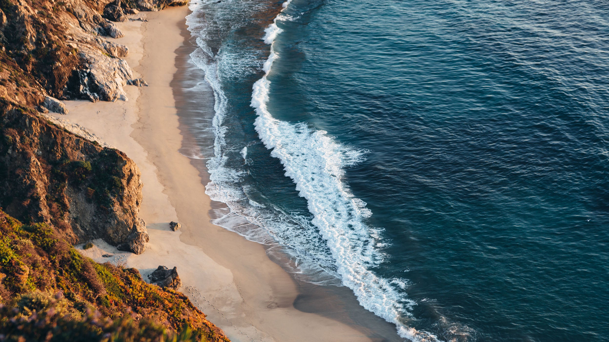 Waves hitting the beach