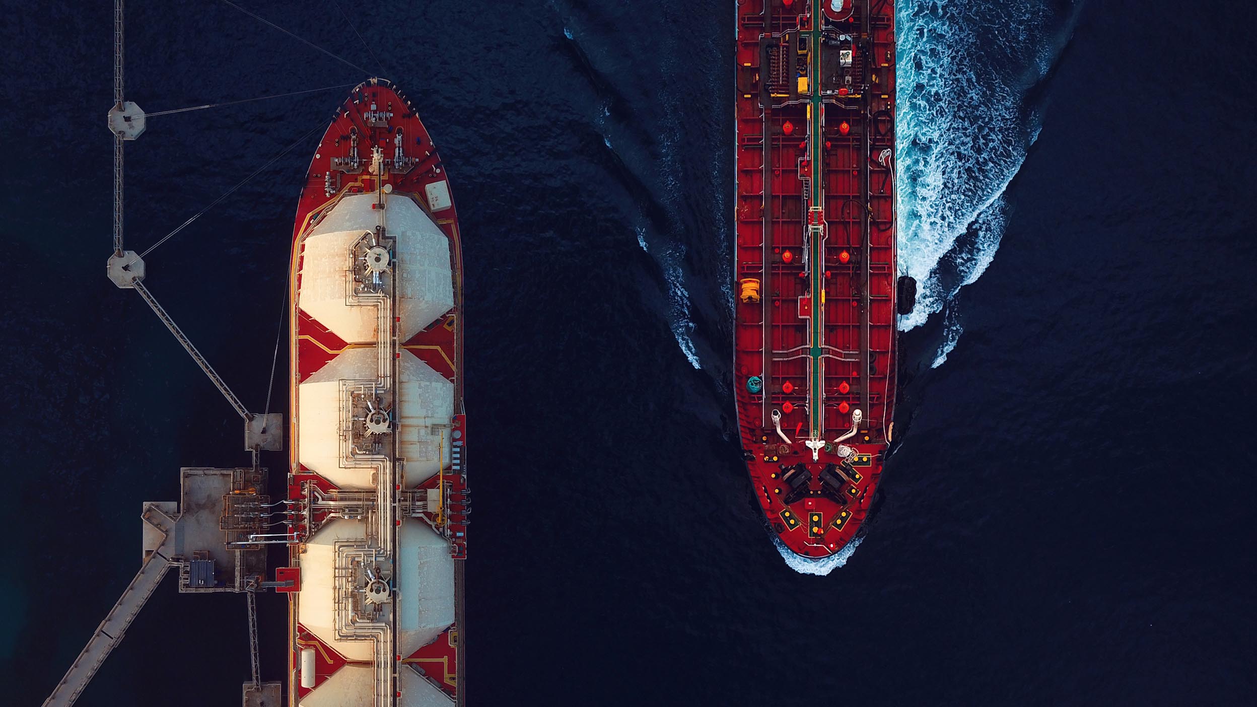 two cargo ships passing eachother