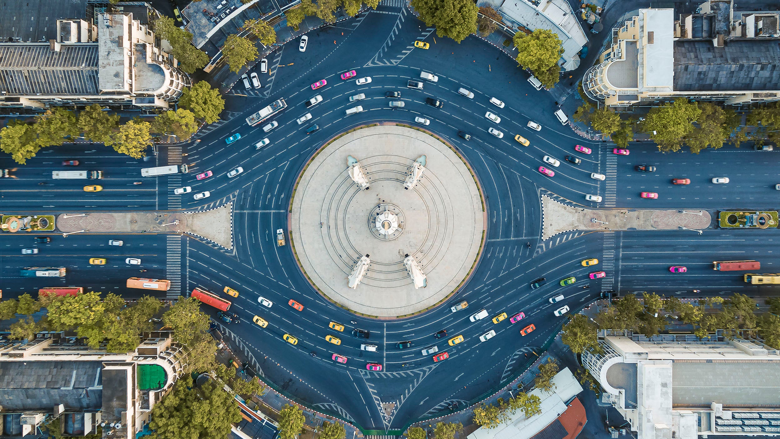Aerial view of roundabout