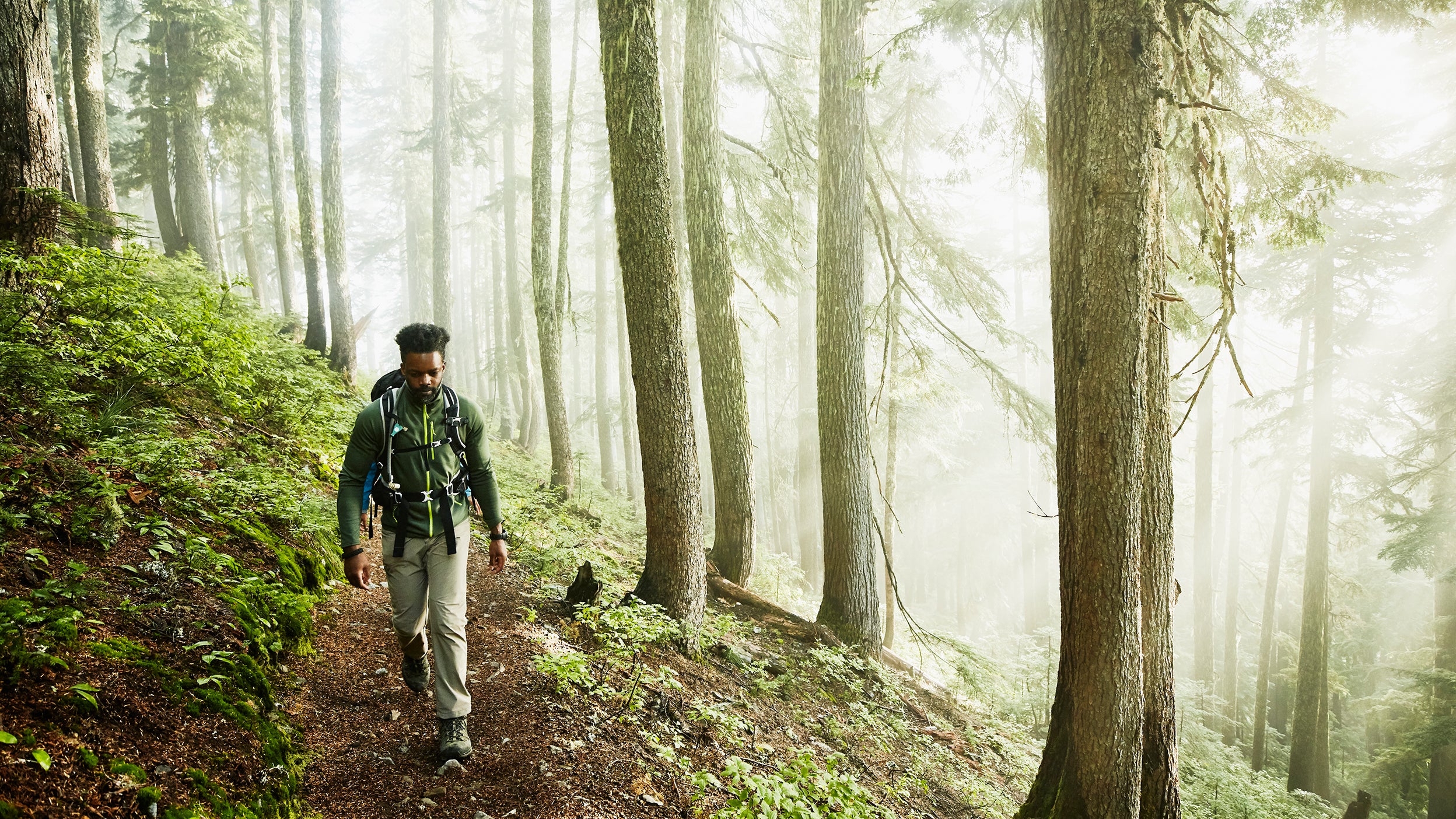 Man walking in the woods