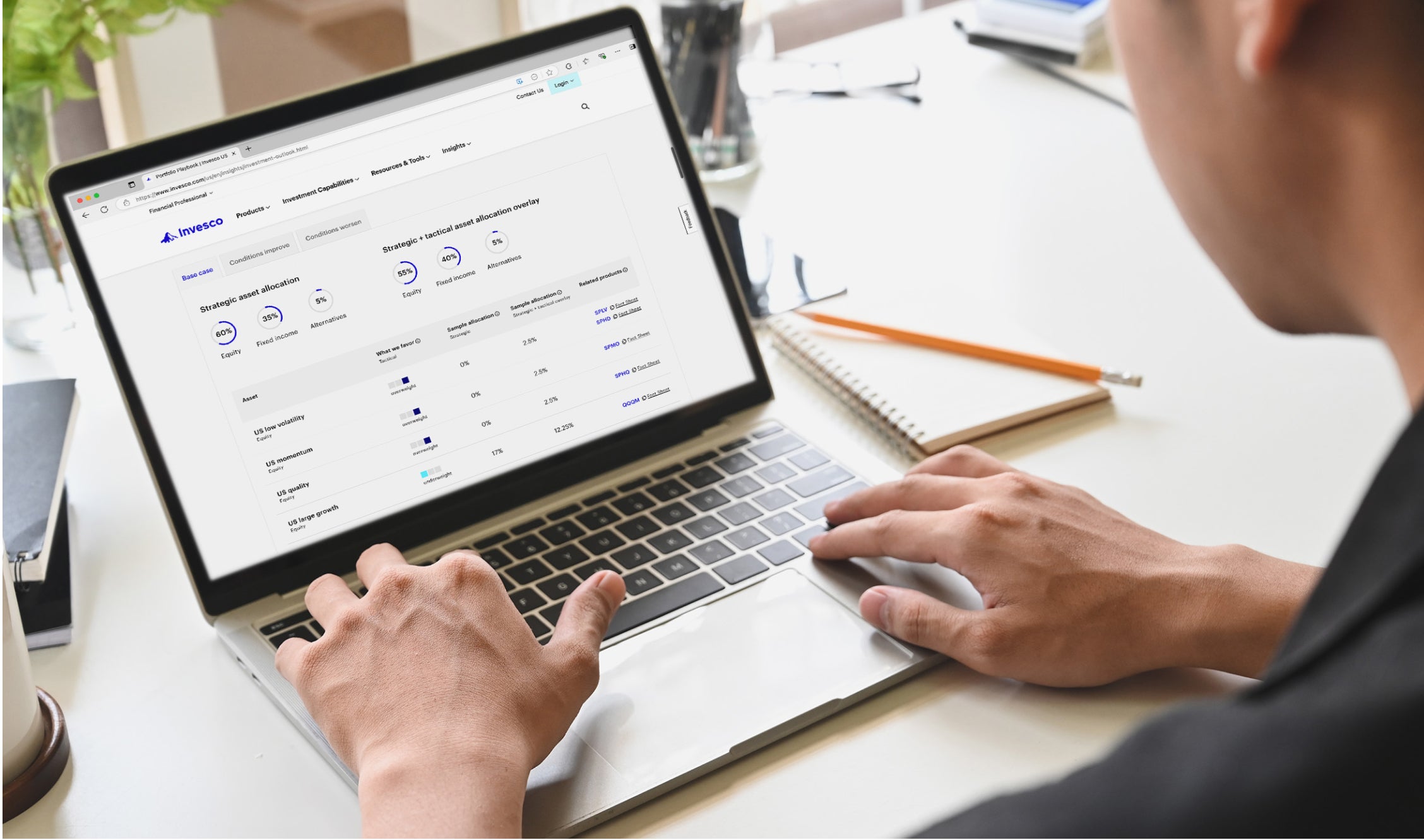 Portfolio playbook on laptop screen