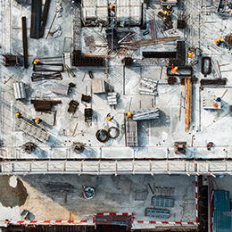 Top view of a building construction site