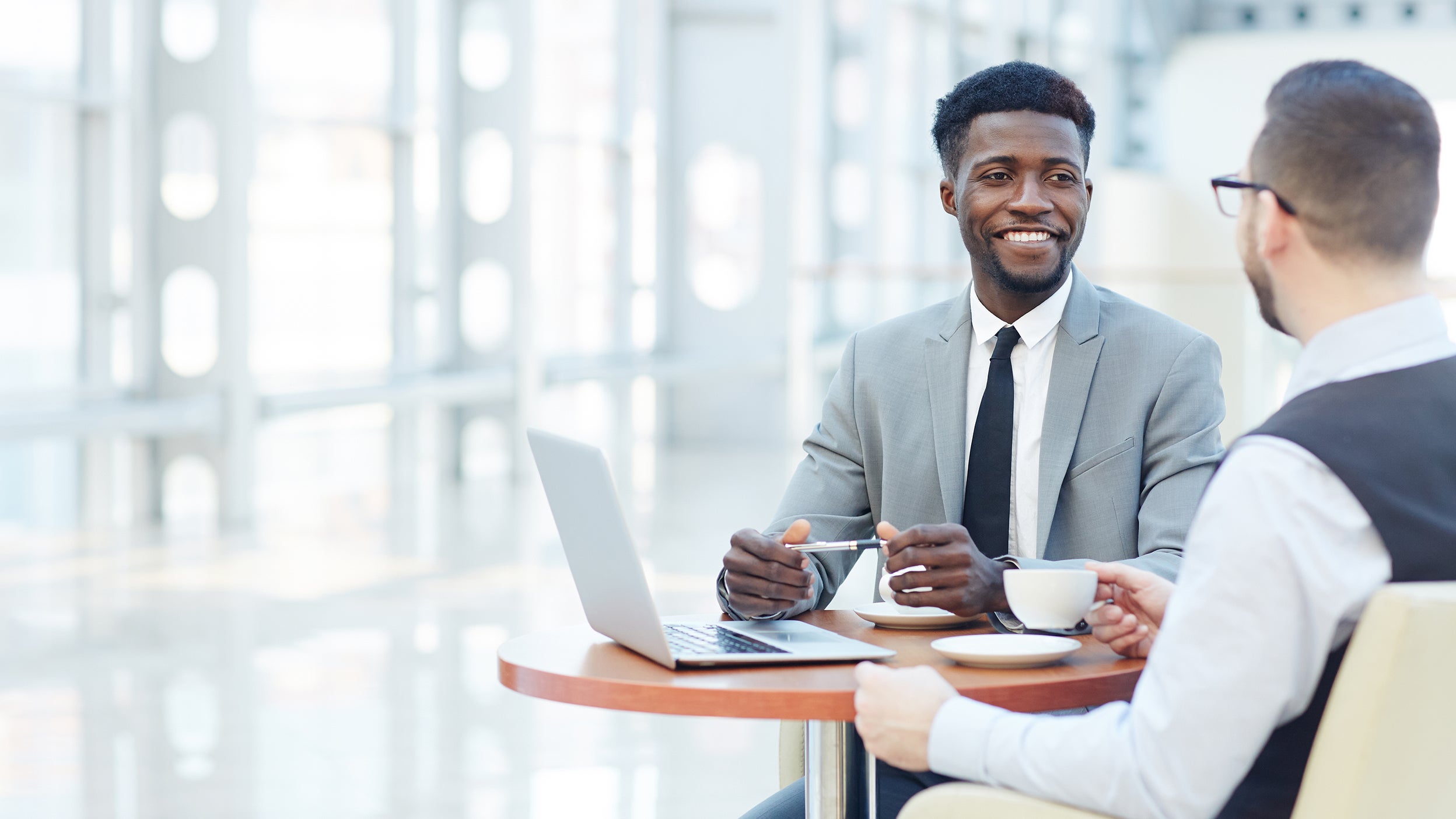 Man in a meeting with a client